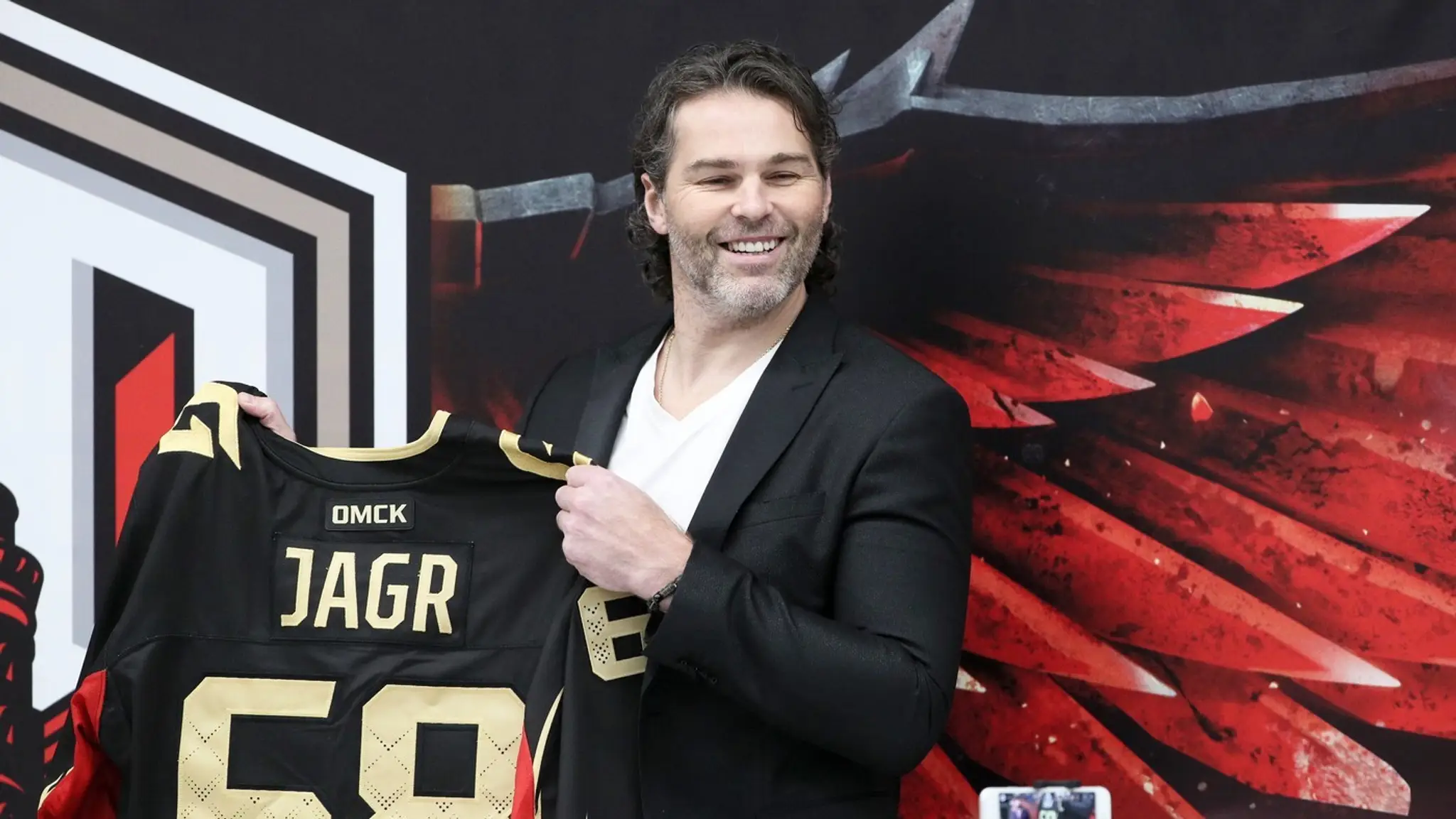 Jaromír Jágr s dresom Avangardu Omsk