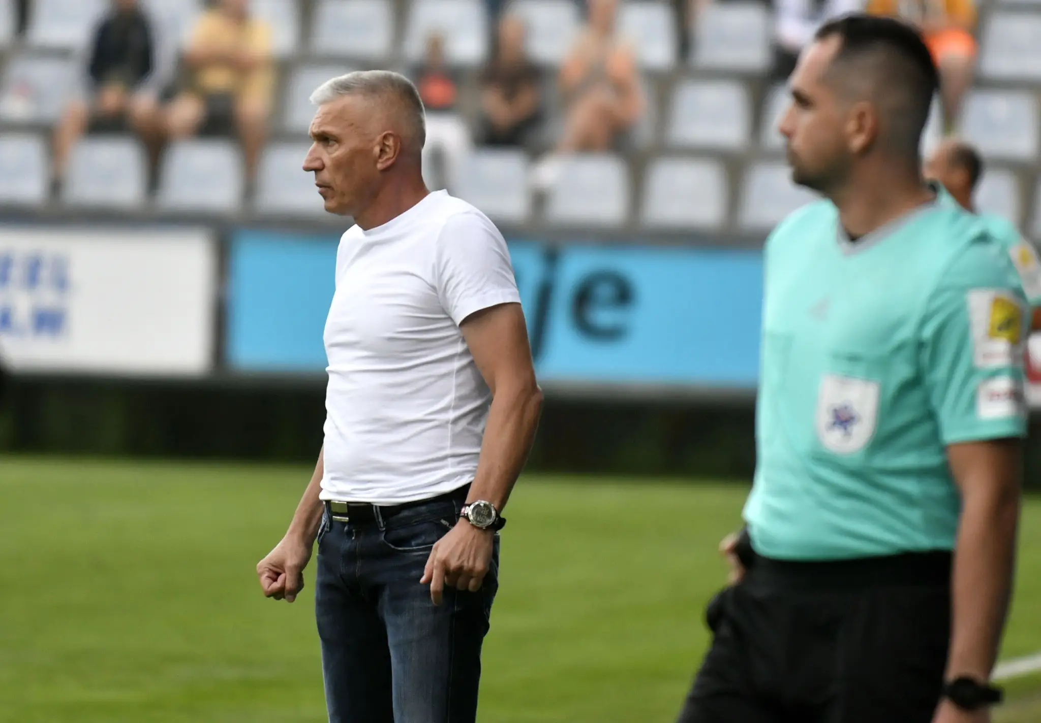 Tréner MFK Zemplín Michalovce Norbert Hrnčár v zápase 8. kola Fortuna ligy proti Ružomberku.