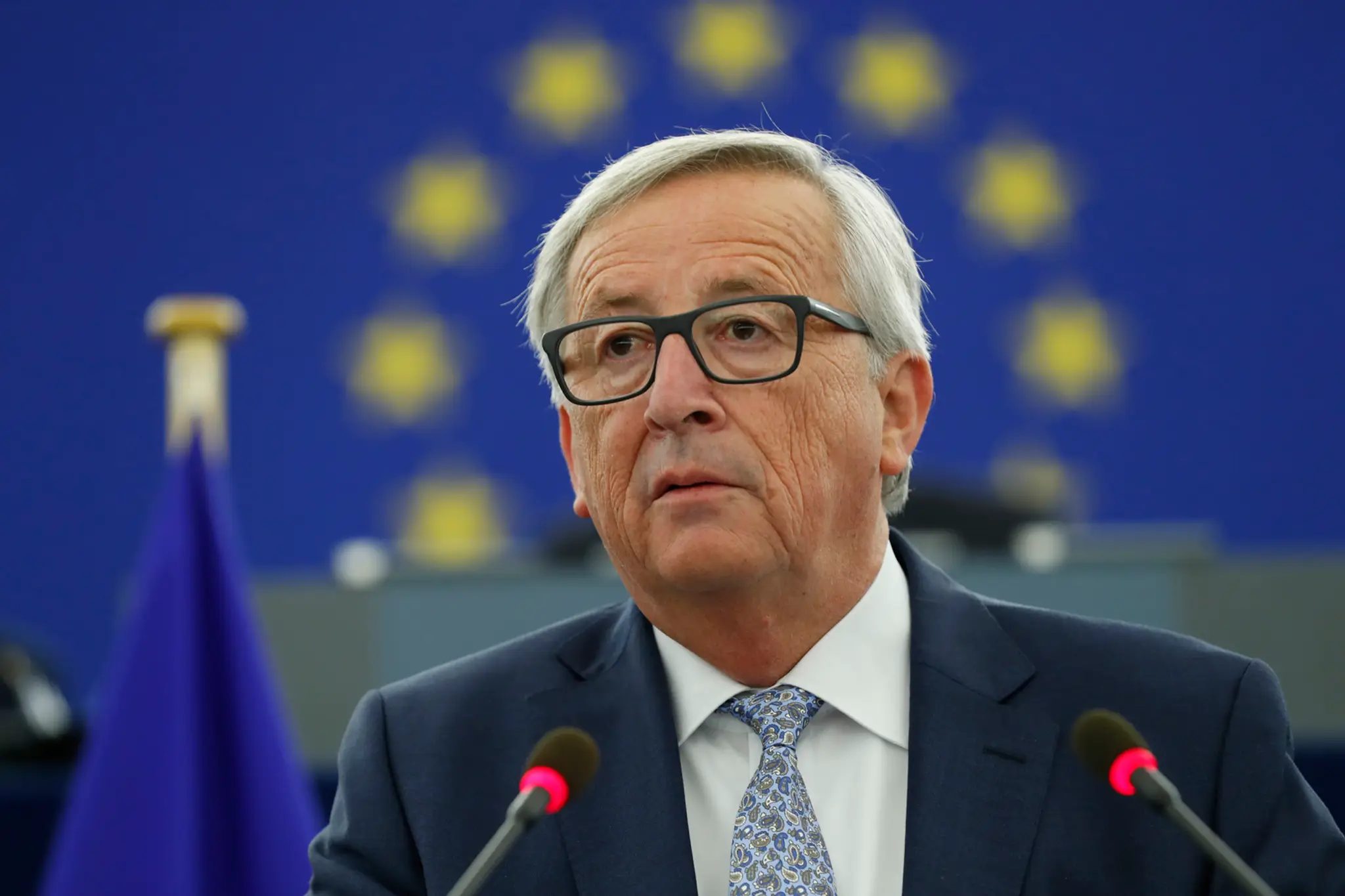 Predseda Európskej komisie Jean-Claude Juncker reční počas výročného prejavu o stave Únie.
