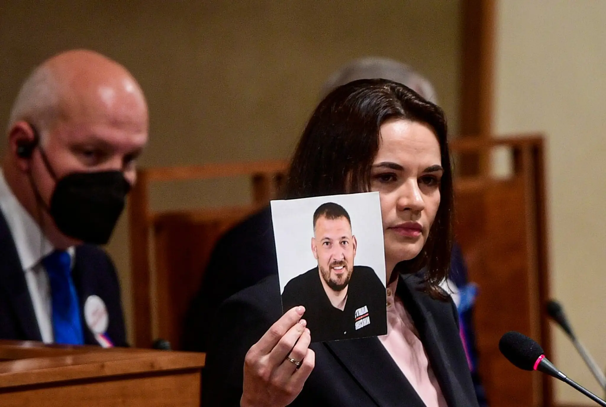 Siarhej Cichanovski s manželkou