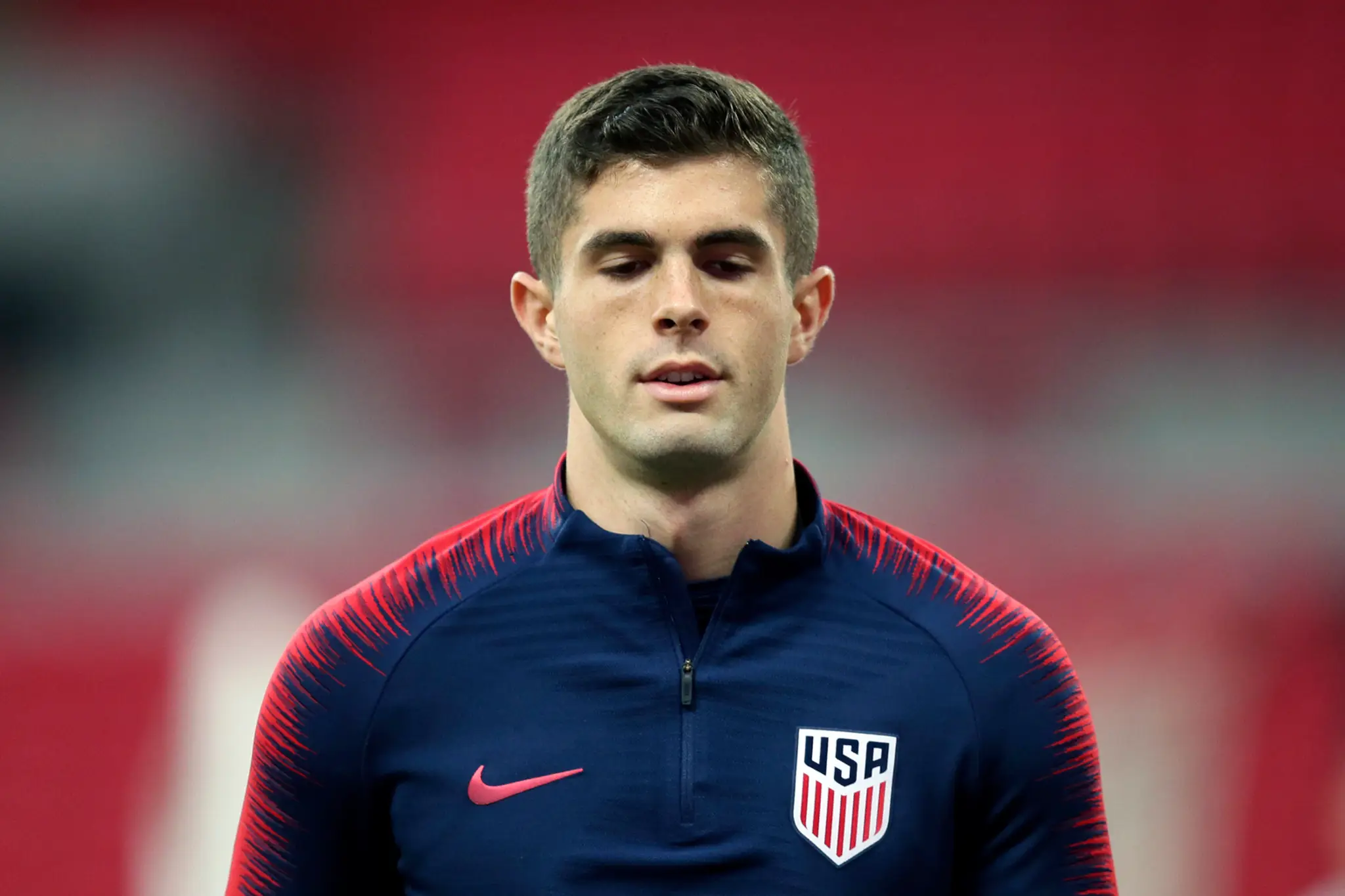 Christian Pulisic z USA na tréningu pred prípravným duelom v Anglicku.
