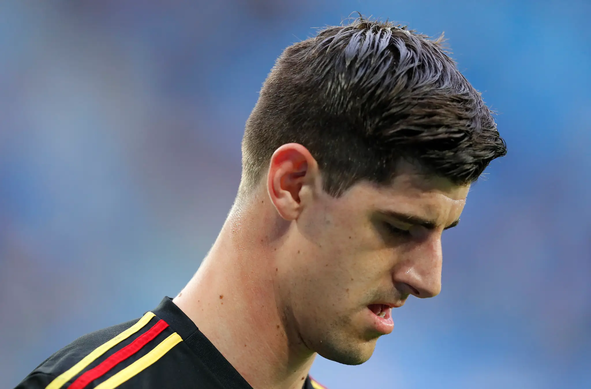 Belgický gólman Thibaut Courtois pred semifinále MS s Francúzskom.