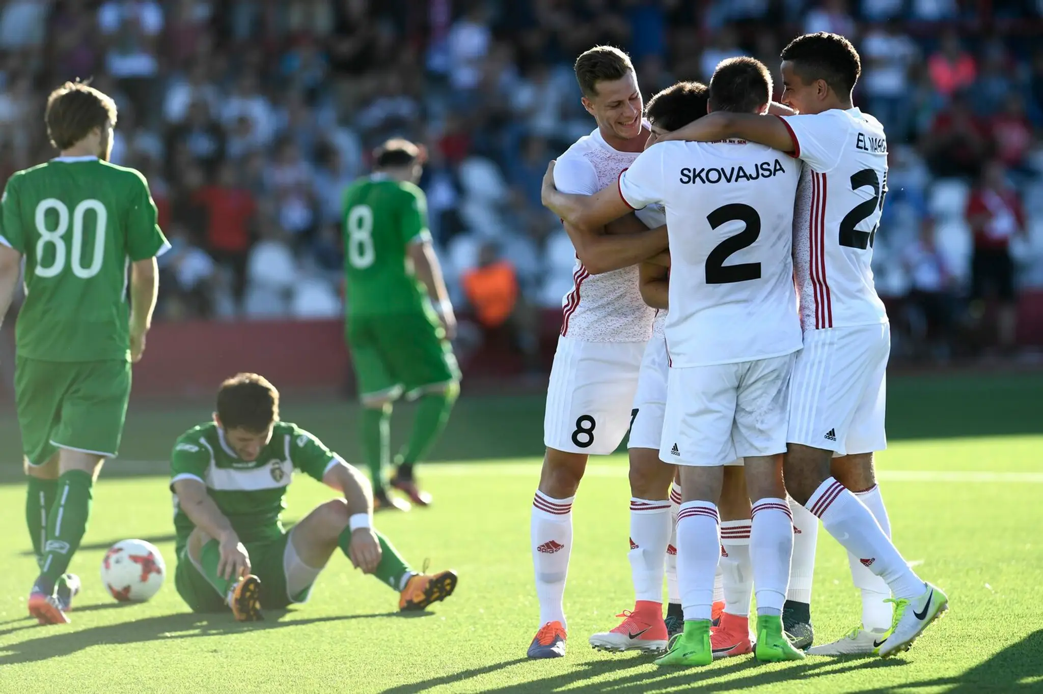 Trenčania sa tešia po piatom góle v prvom zápase 1. predkola Európskej ligy proti FC Kutaisi.