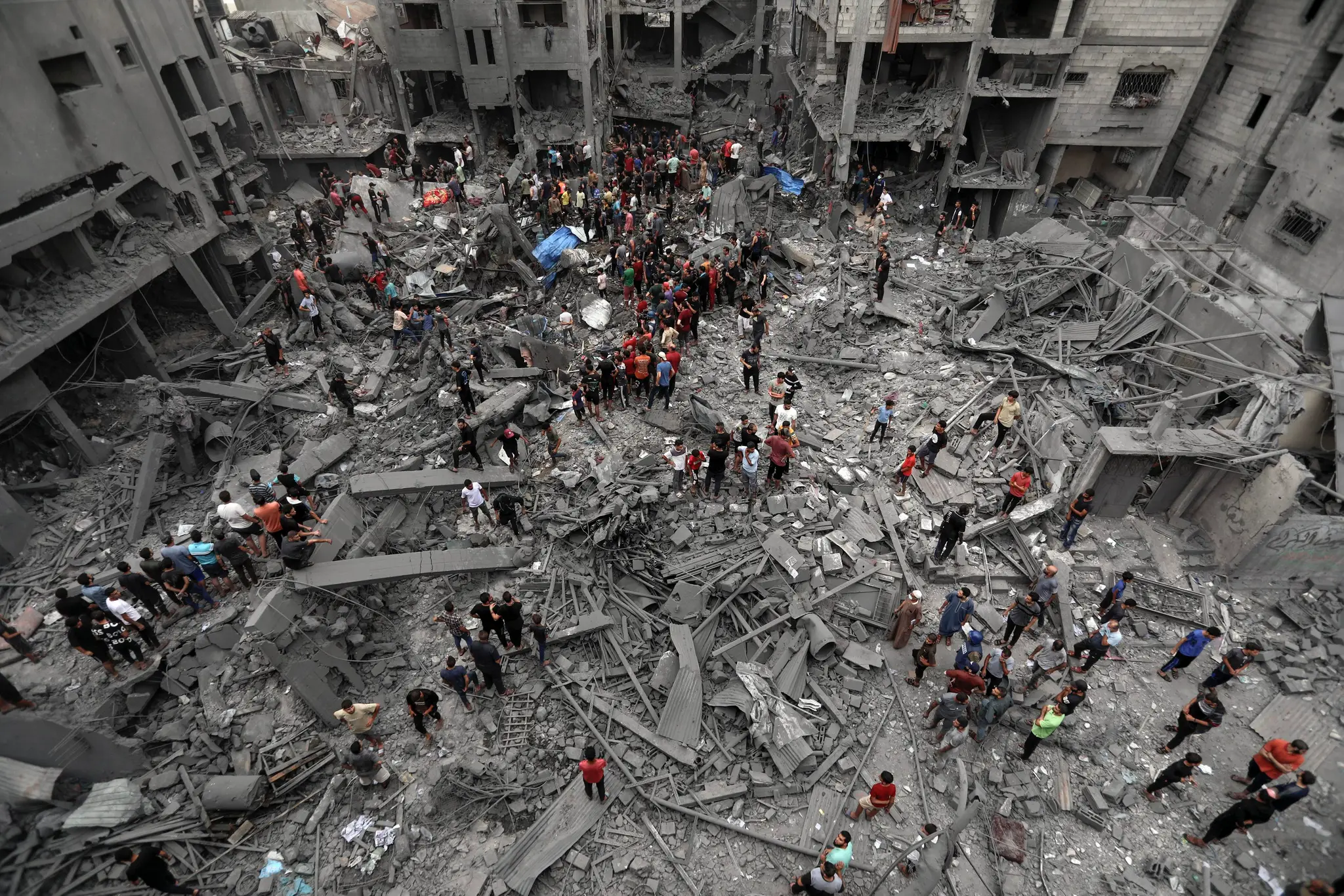 Zničené budovy v Palestíne.