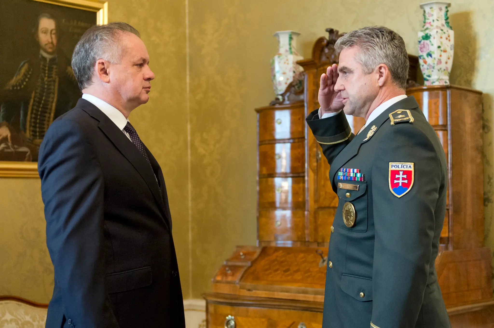 Na snímke prezident SR Andrej Kiska a policajný prezident SR Tibor Gašpar
