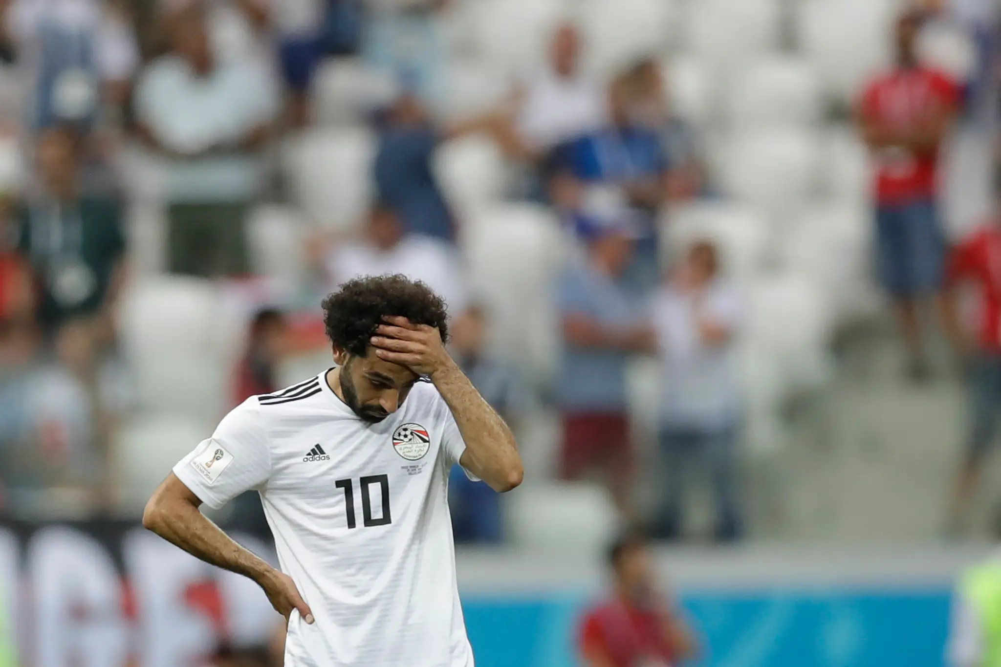 Egypťan Mohamed Salah v zápase MS 2018 proti Saudskej Arábii.