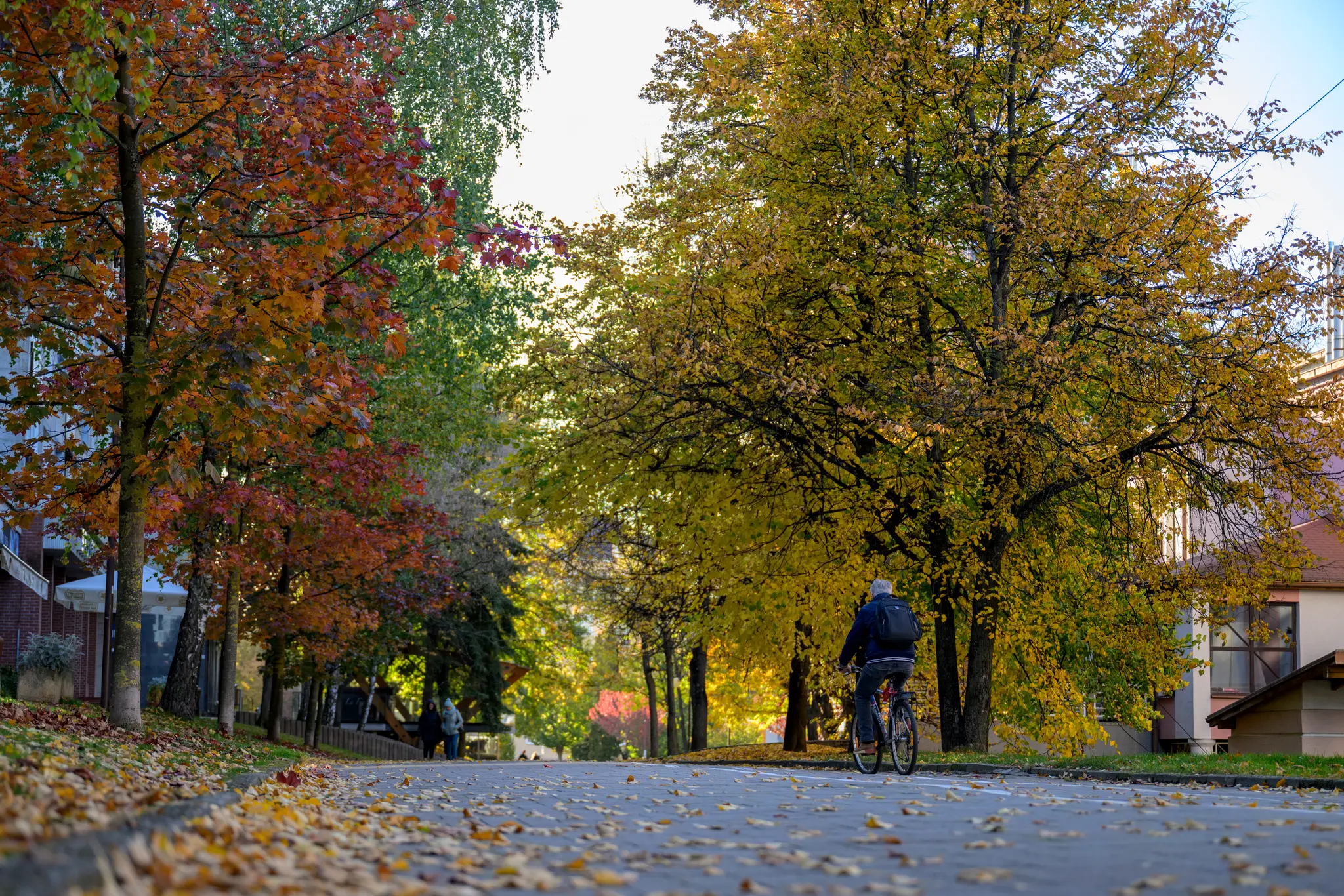 Na snímke ulica centra Popradu v jesennom odeve.