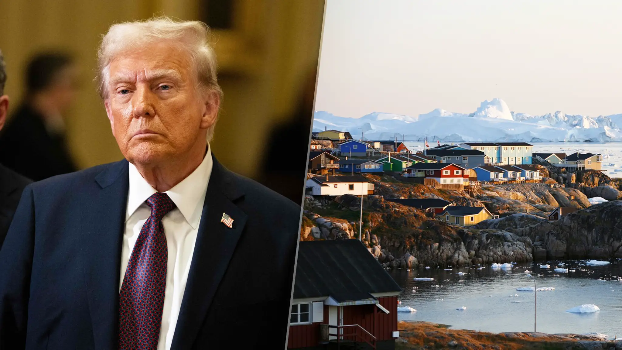 Na snímke je Donald Trump a Grónsko 