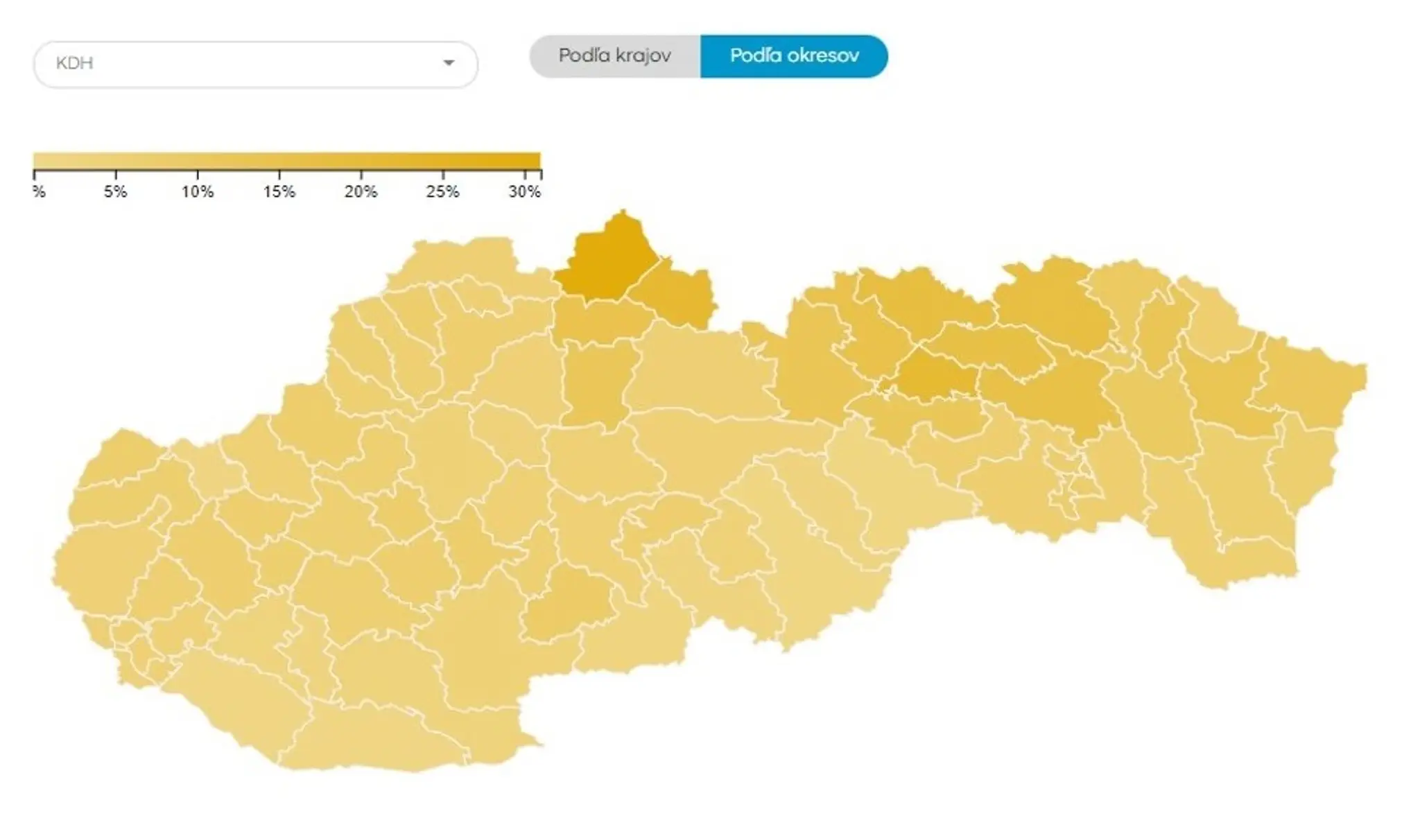 Volebné bašty jednotlivých strán