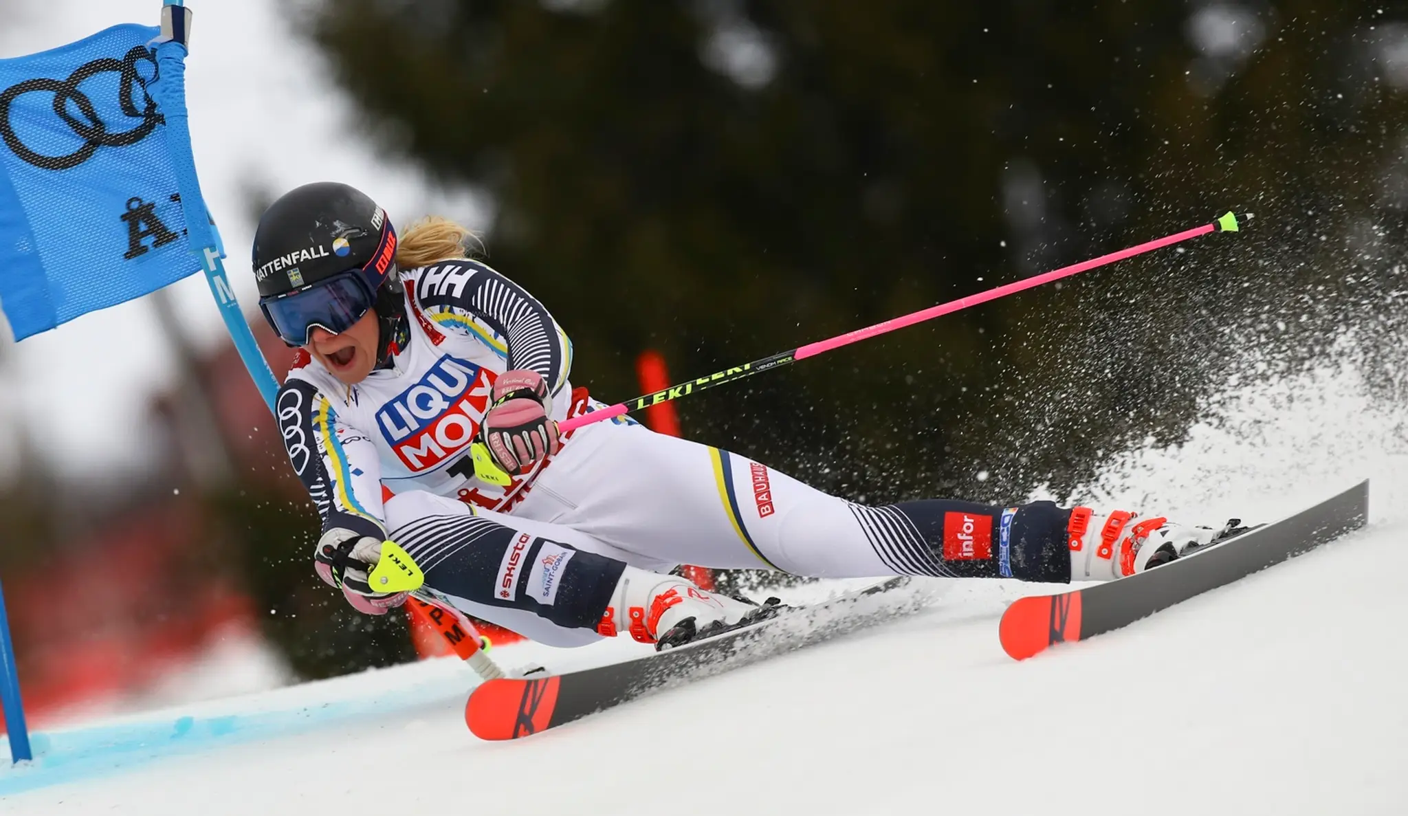 Alpská lyžiarka Sara Hectorová v obrovskom slalome na MS v Are.
