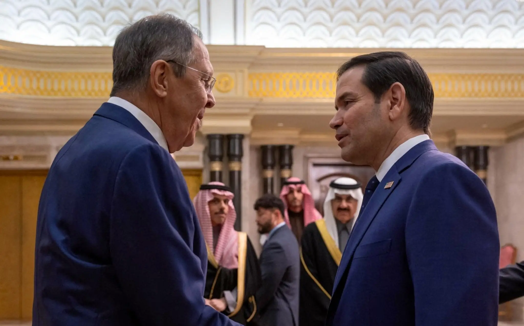 Šéf ruskej diplomacie Sergej Lavrov a jeho americký náprotivok Marco Rubio.