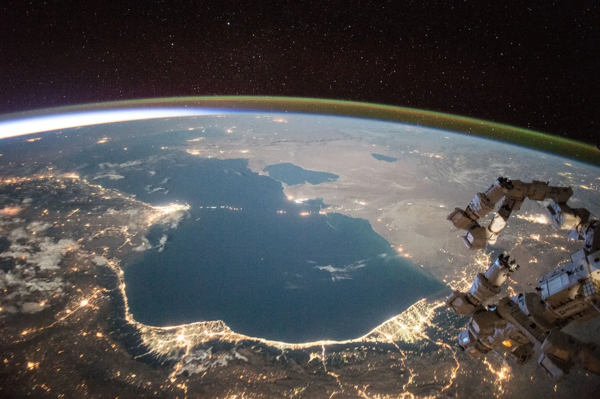 Kaspické more na snímke od astronautov z ISS.