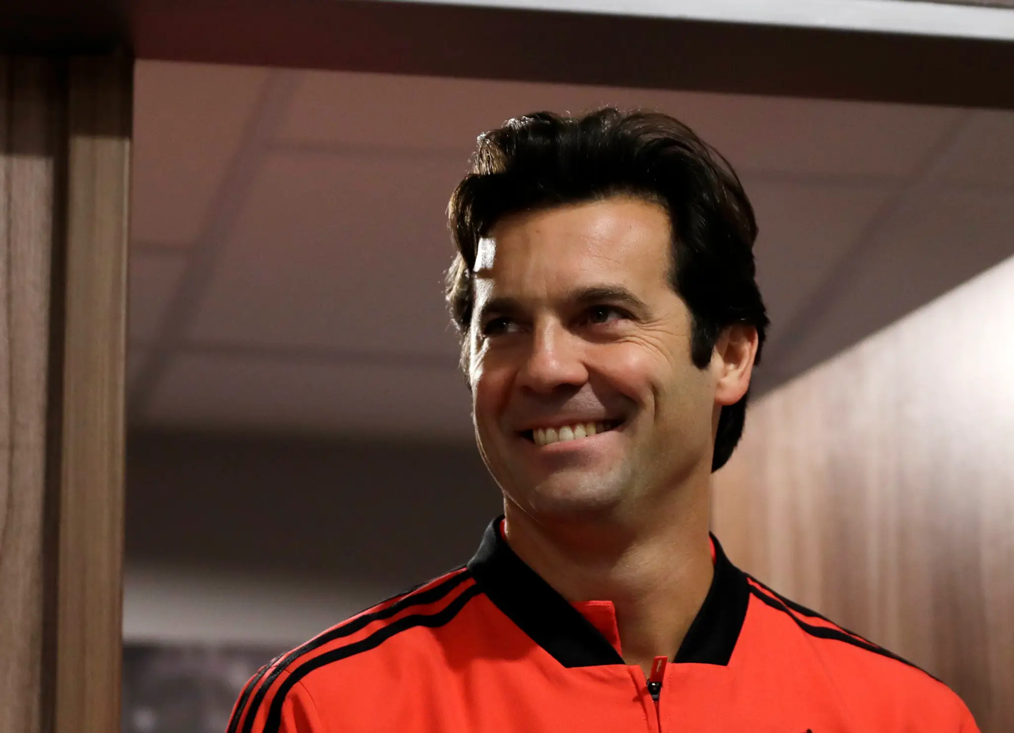 Kouč Realu Santiago Solari na tlačovej konferencii pred zápasom LM na pôde Plzne.