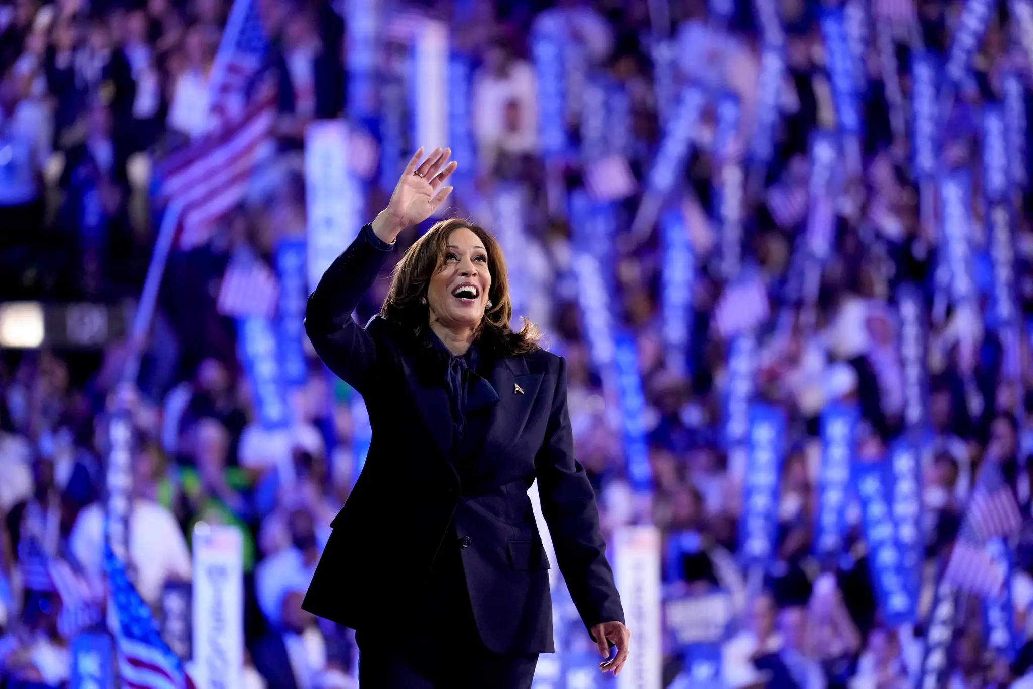 Kamala Harrisová počas zrazu Demokratickej strany v Chicagu.