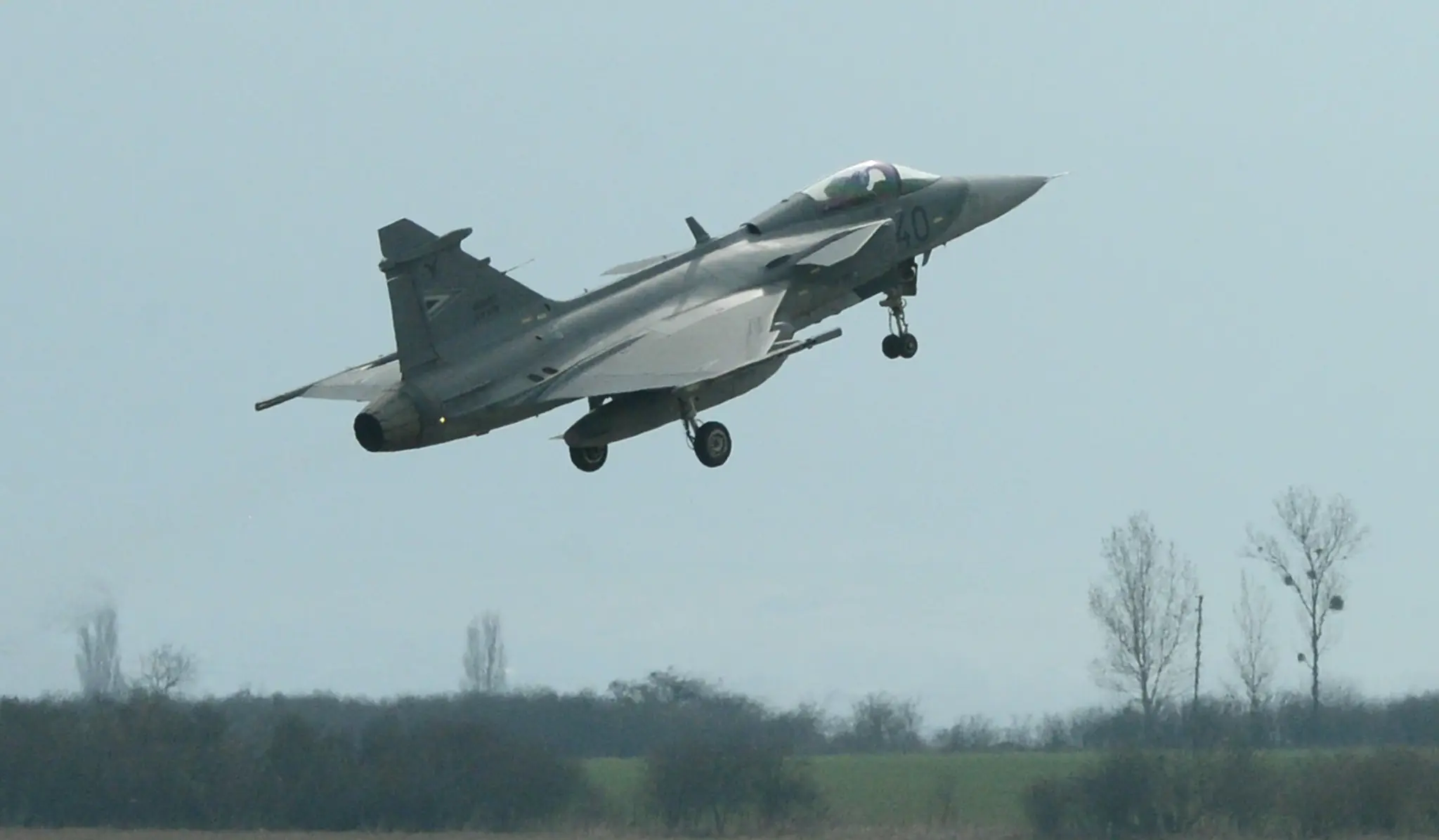Maďarské vojenské lietadlo JAS-39 Gripen