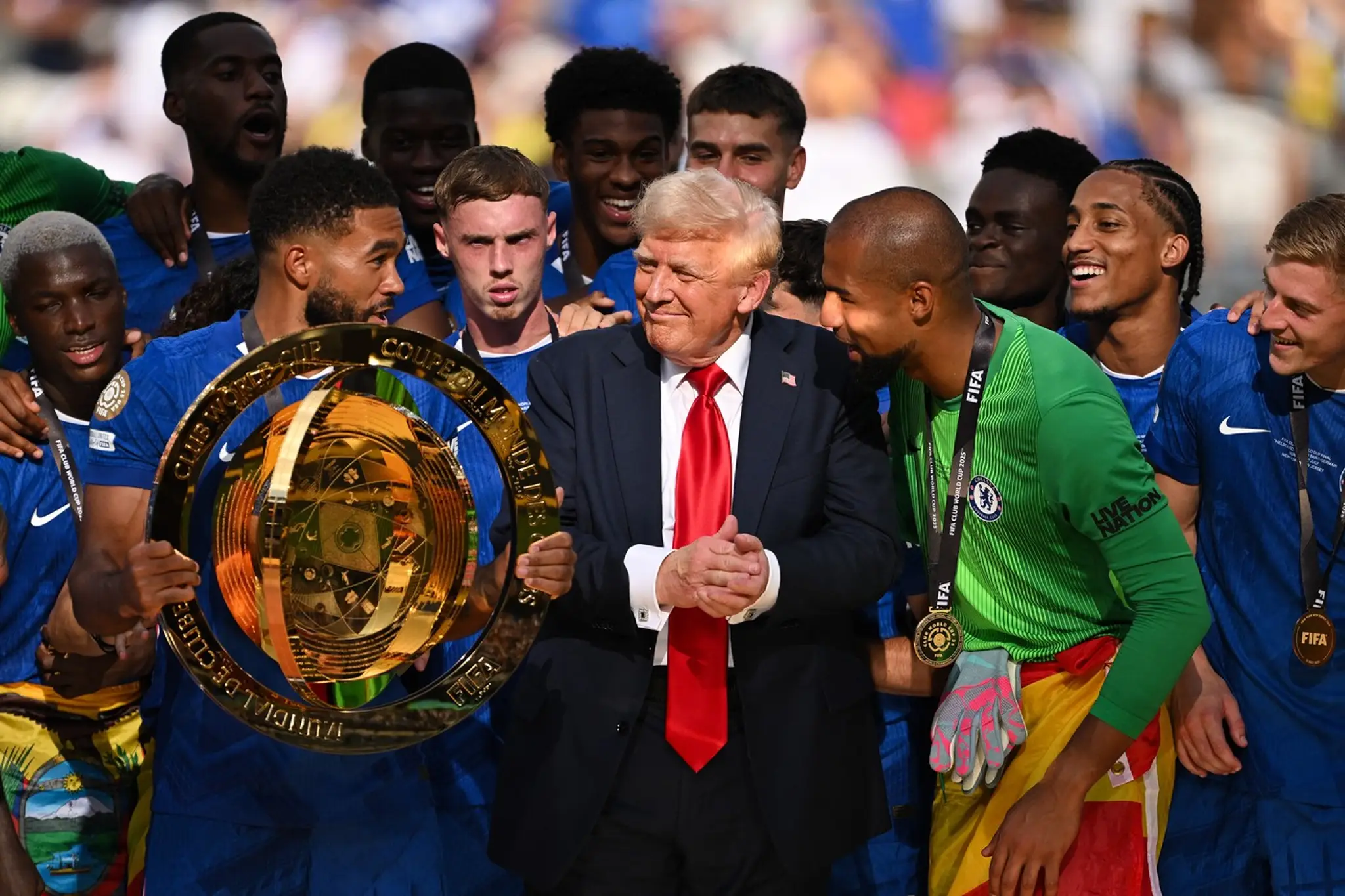 Donald Trump oslavoval titul majstrov sveta s hráčmi Chelsea