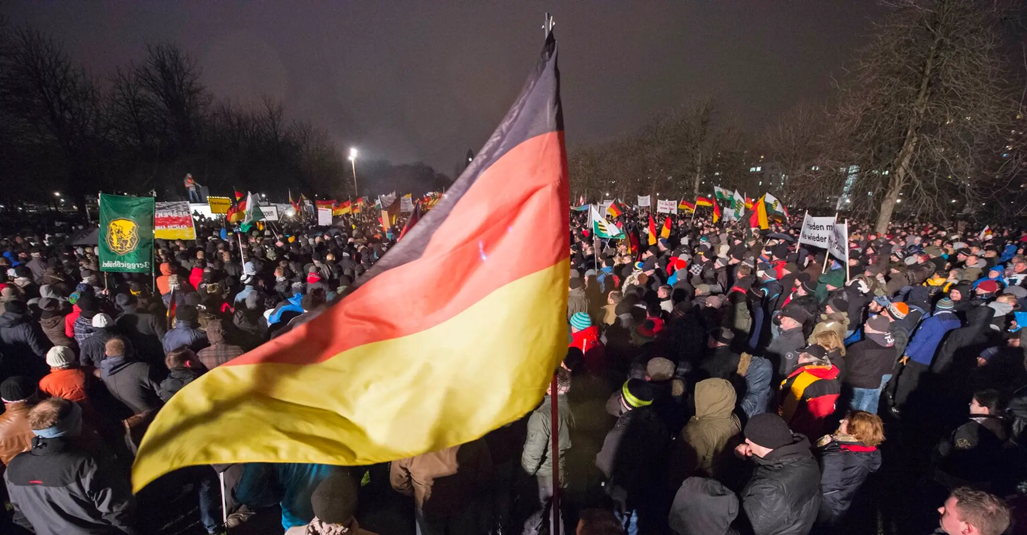 Na snímke účastníci pochodu proti imigrantom