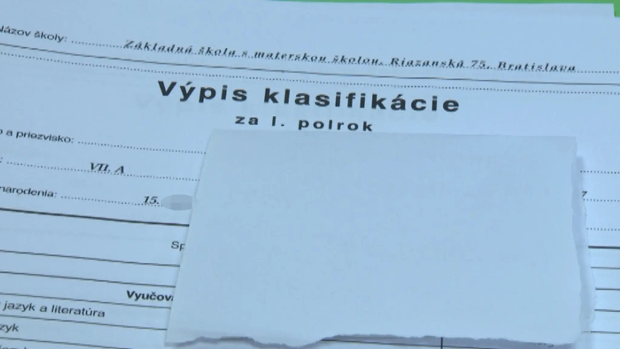 Výpis klasifkácie za I. polrok