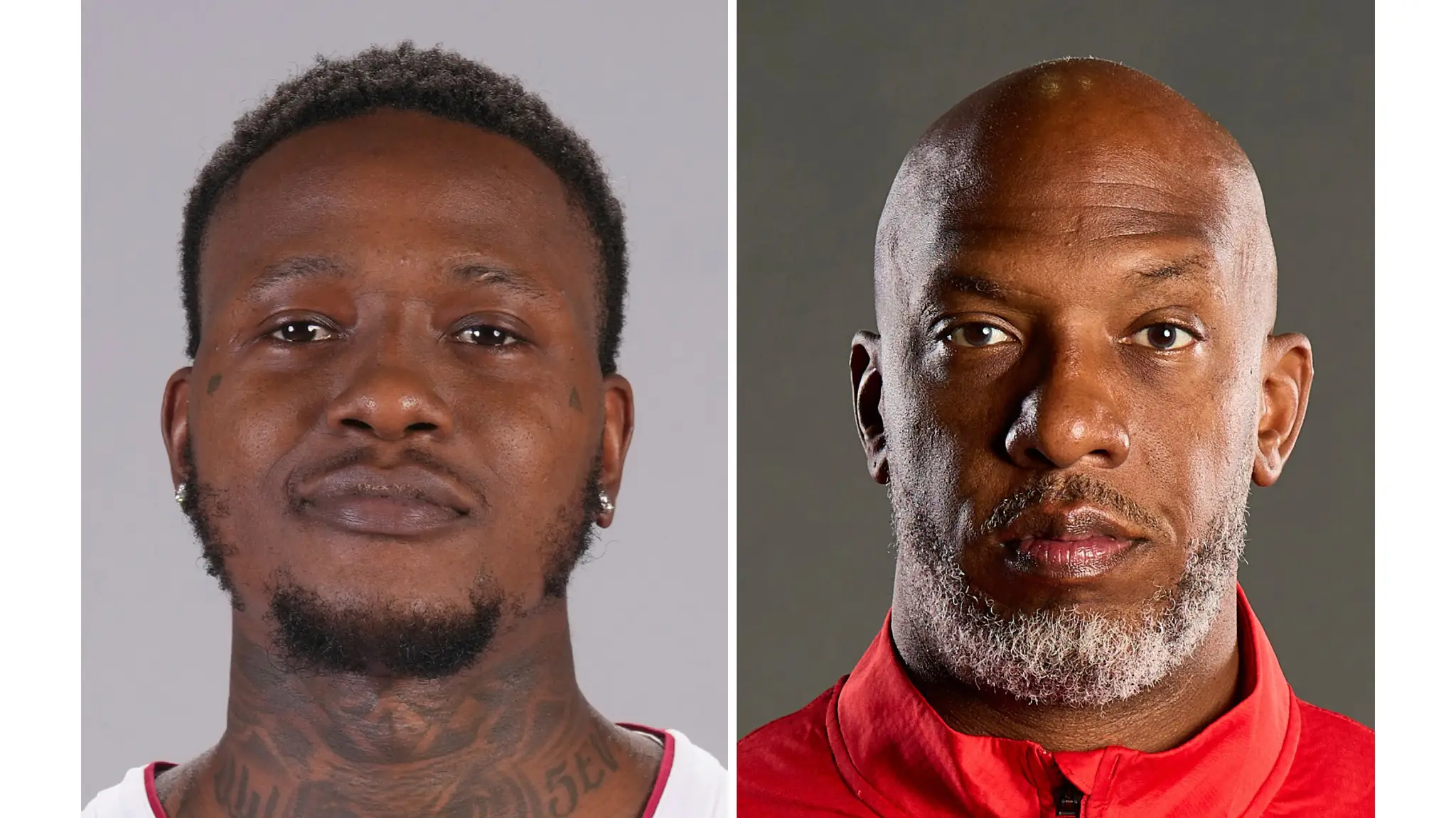 Hráč Miami Heat Terry Rozier a tréner Portlandu Chauncey Billups