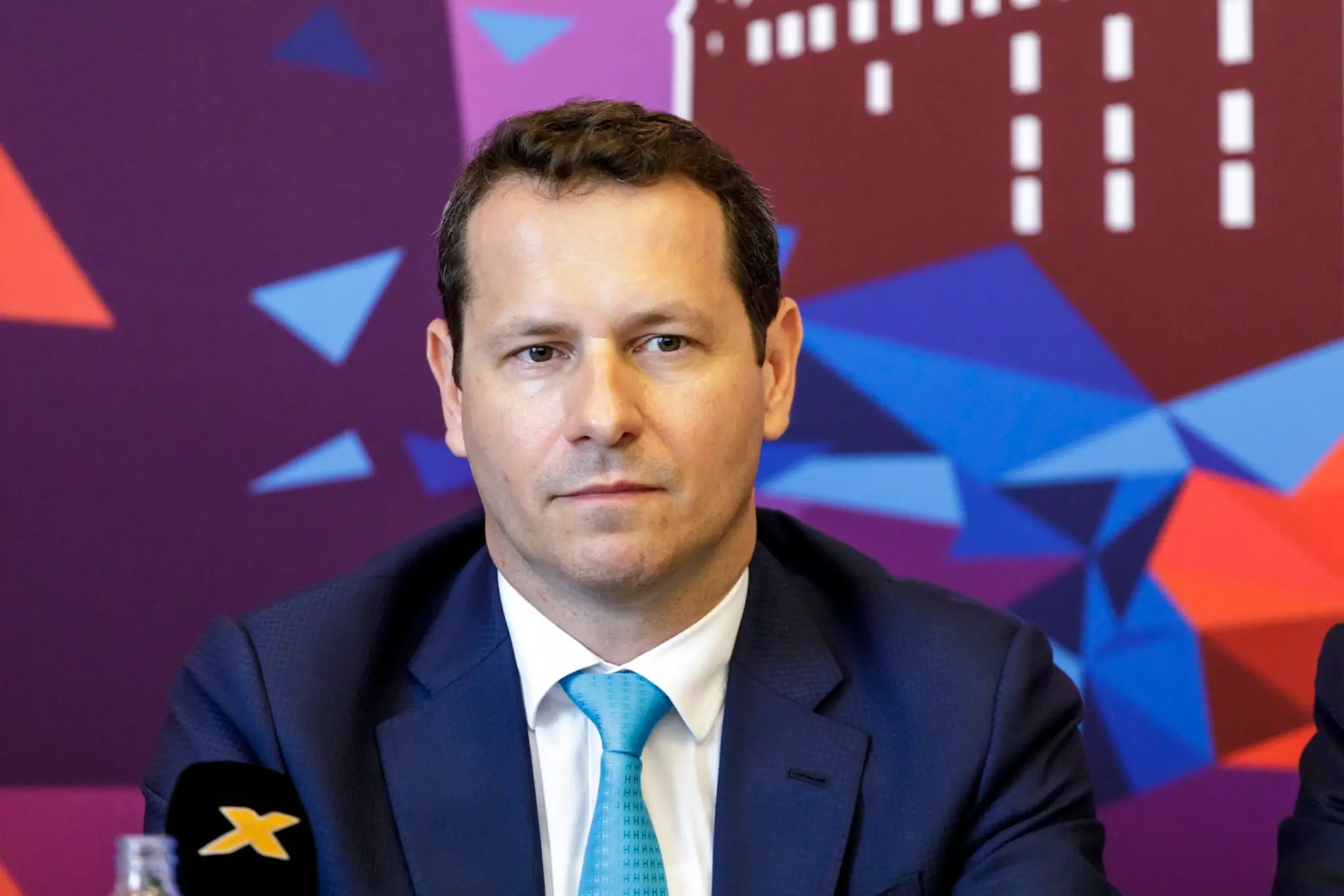 Prezident Slovenského zväzu ľadového hokeja Martin Kohút počas tlačovej besedy Organizačného výboru MS v ľadovom hokeji 2019.