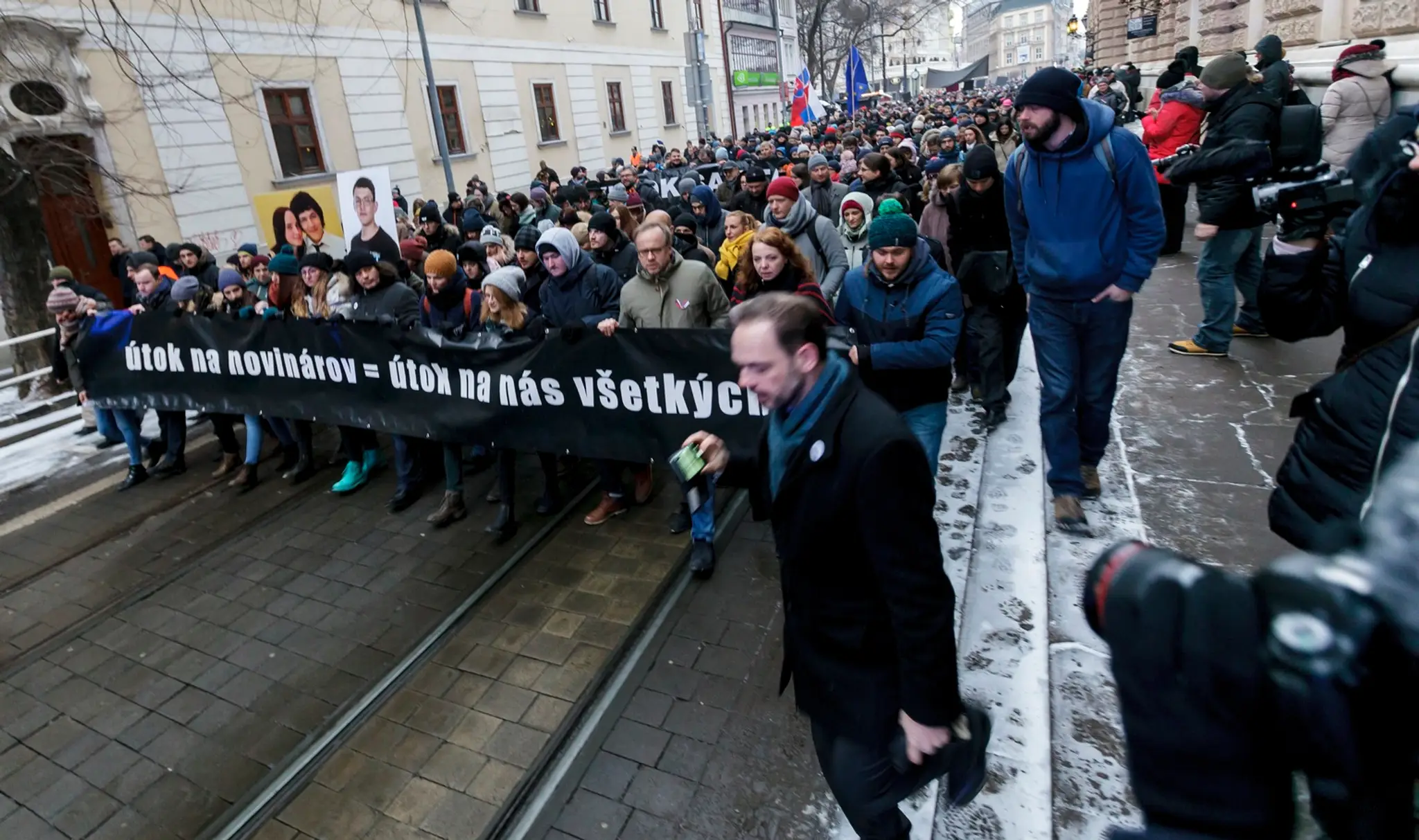 Na snímke pietny spomienkový pochod na zavraždeného novinára Jána Kuciaka a jeho partnerku Martinu Kušnírovú (archívna snímka)