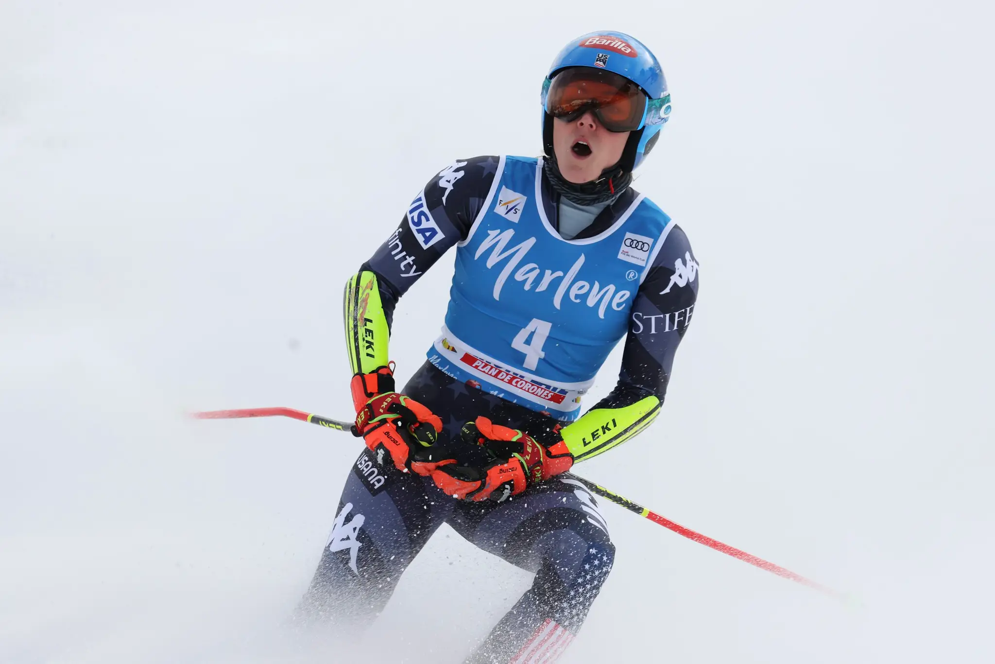 Mikaela Shiffrinová v obrovskom slalome v Kronplatzi.