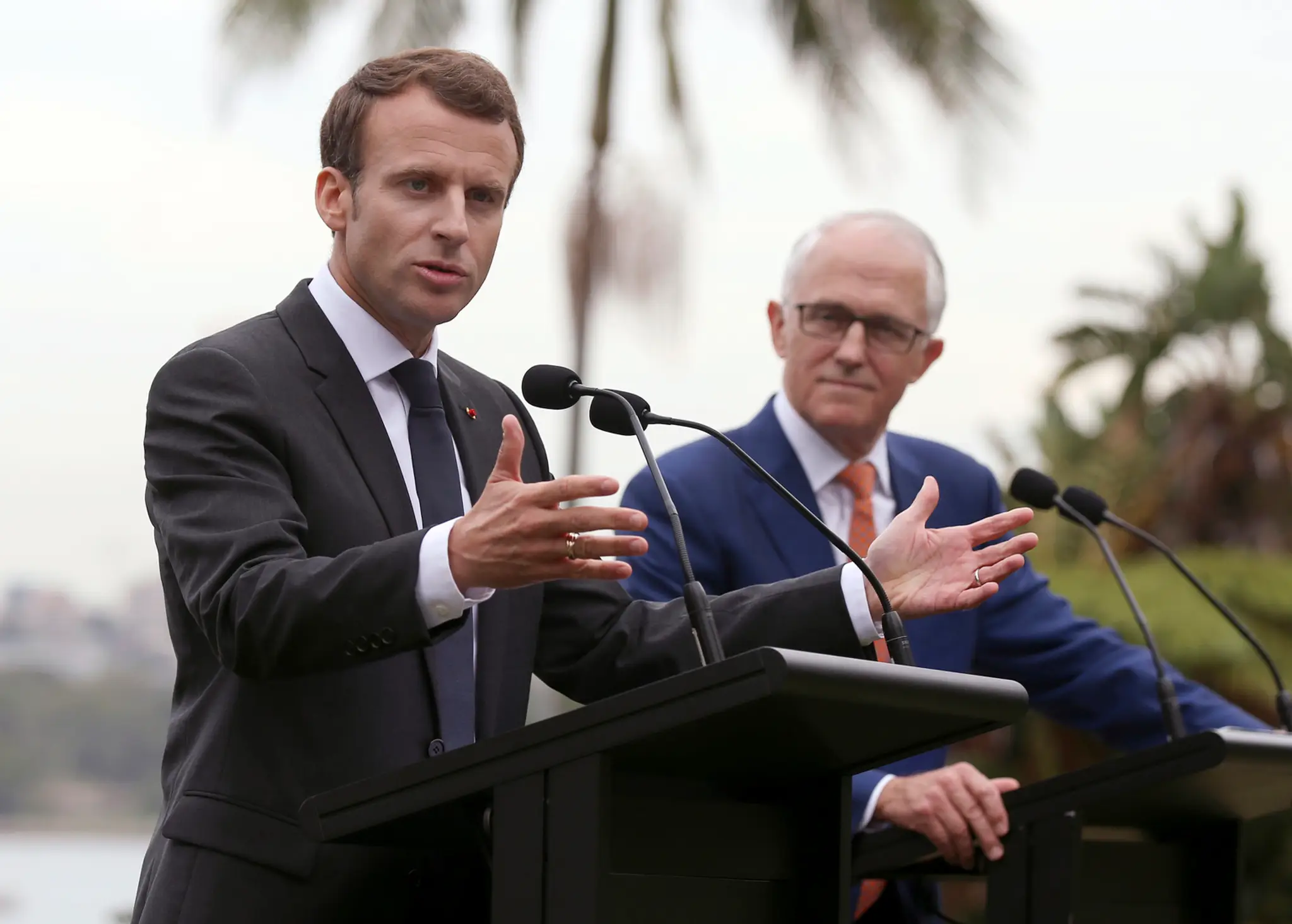 Emmanuel Macron a Malcolm Turnbull. 