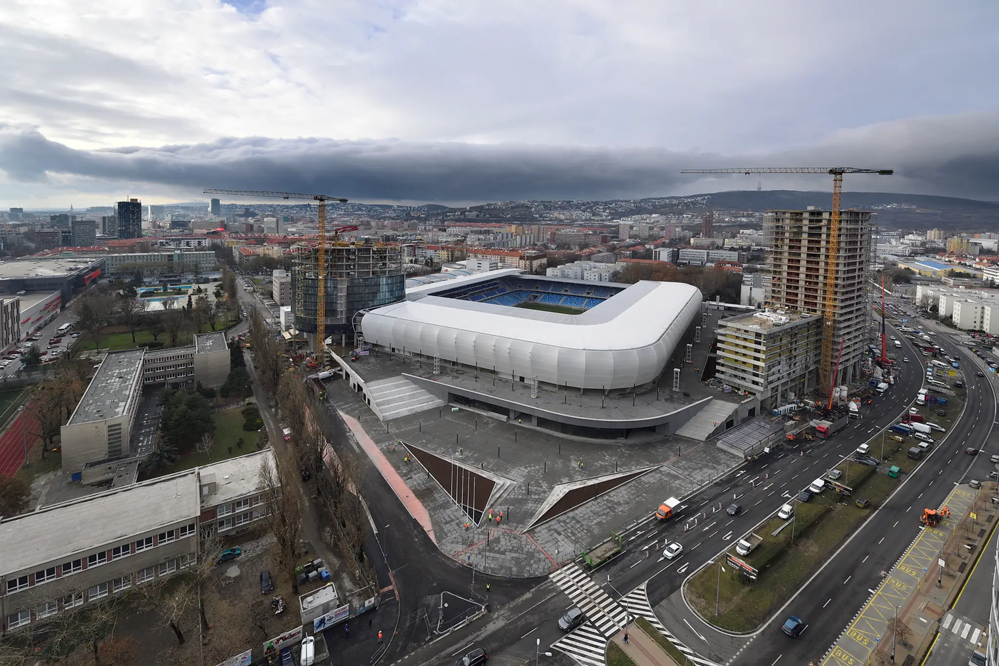 Národný futbalový štadión z vtáčej perspektívy.