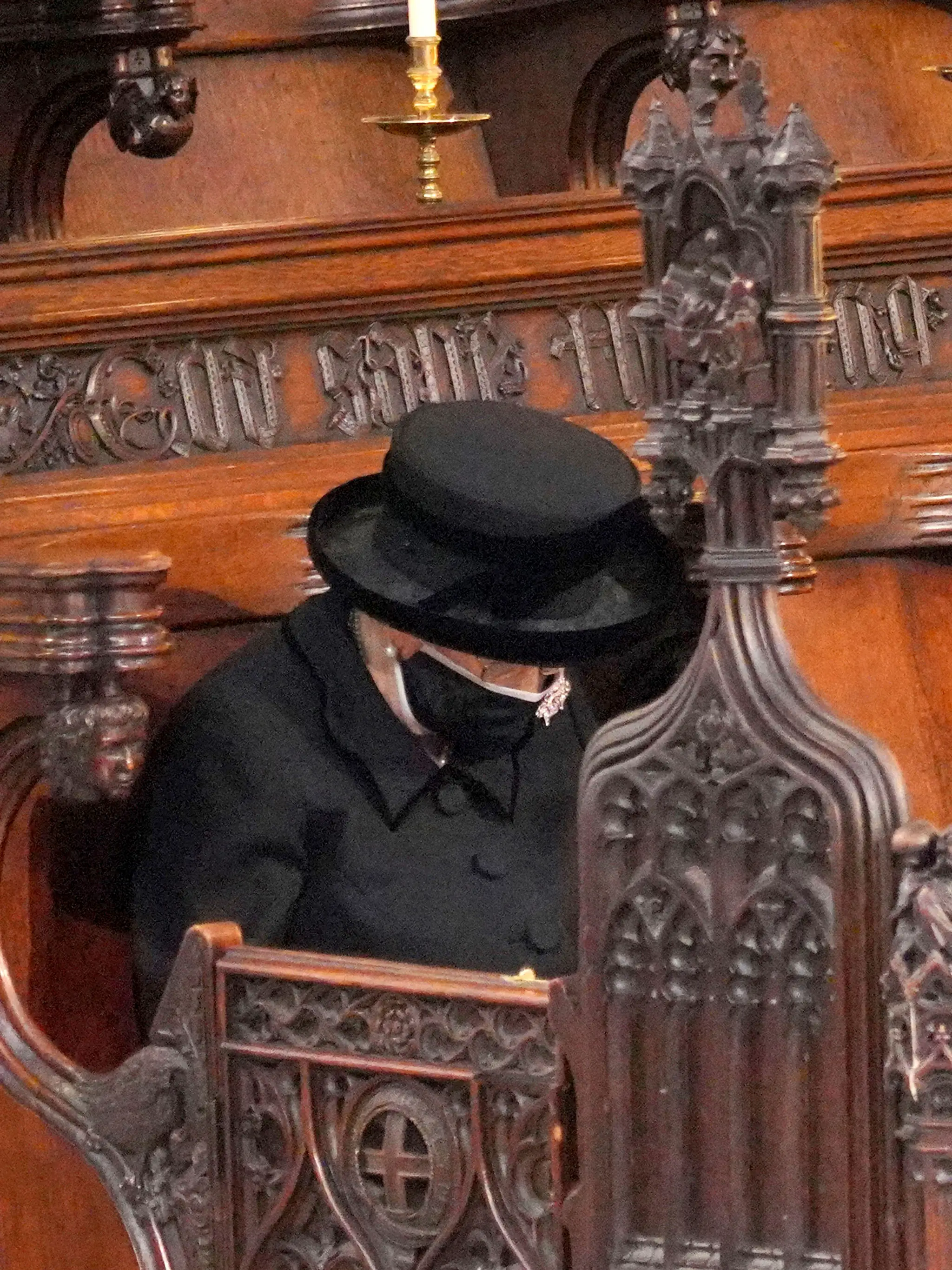 Kráľovná Alžbeta II. na pohrebe svojho manžela princa Philipa