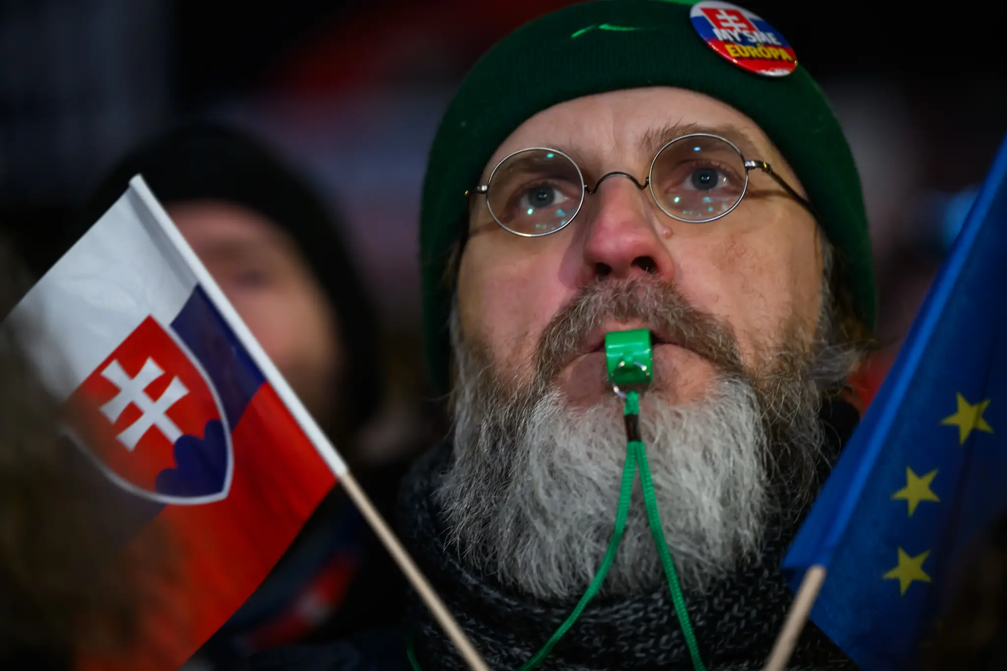 Protivládne zhromaždenie Slovensko je Európa na Námestí Slobody v Bratislave