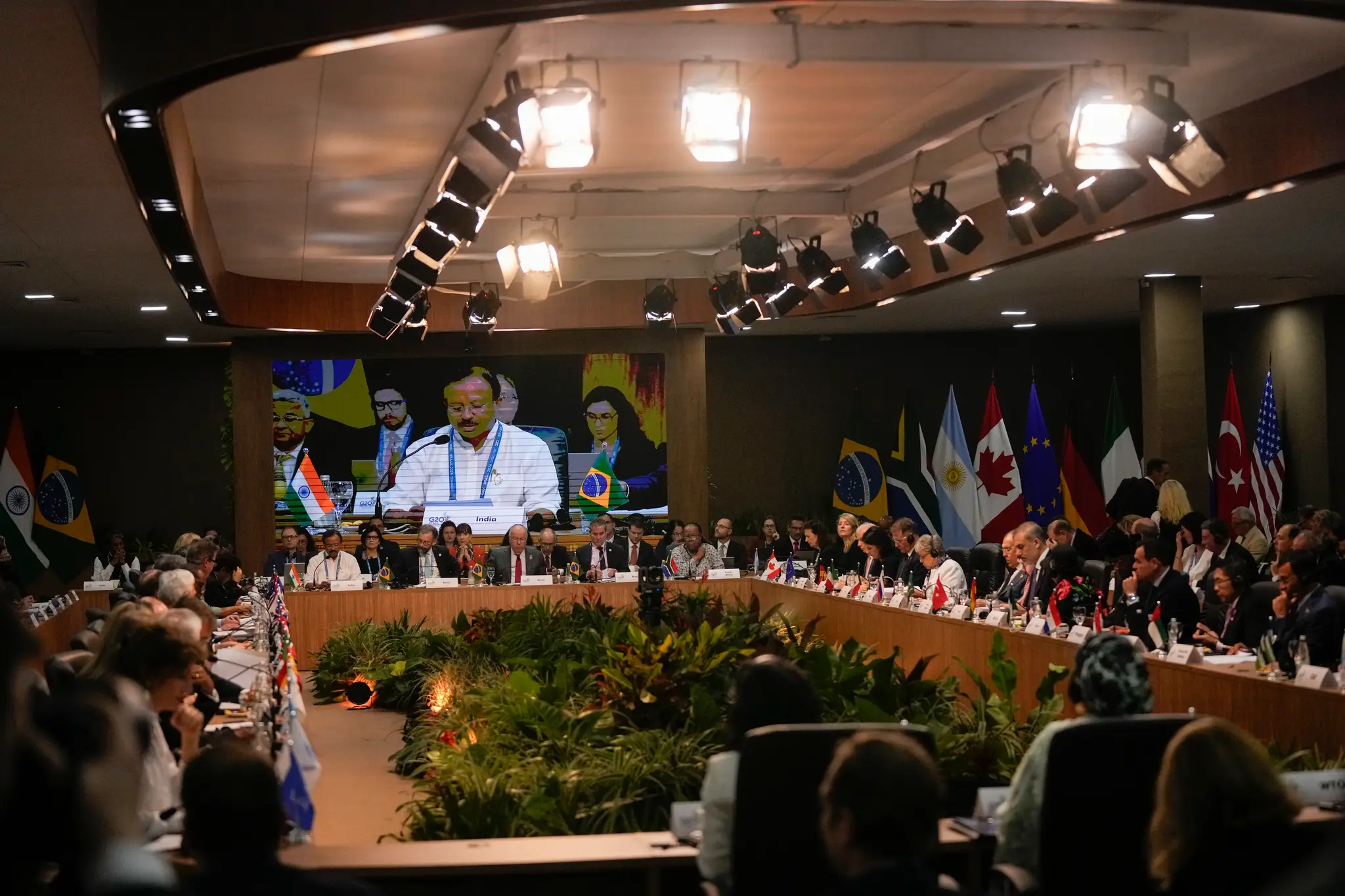 Delegáti počas stretnutia ministrov zahraničných vecí G20.