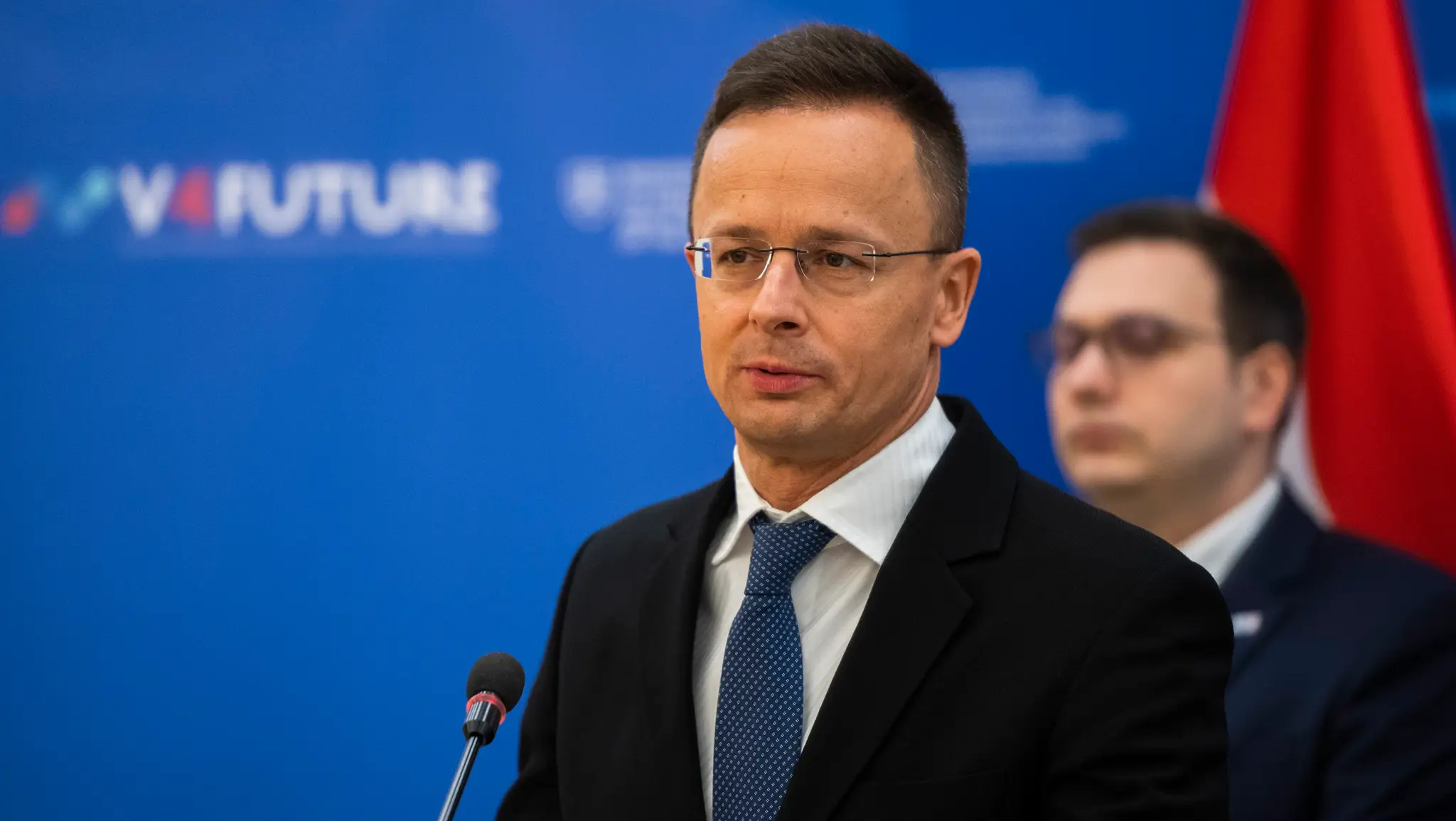 Na snímke maďarský minister zahraničného obchodu a zahraničných vecí Péter Szijjártó.