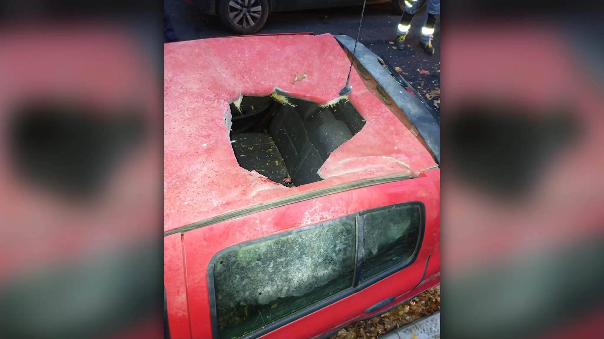 Renault Clio s dierou v streche.