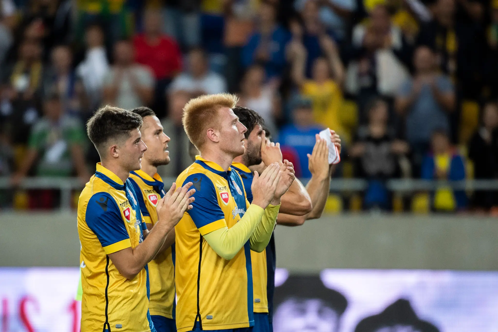 Hráči Dunajskej Stredy po úvodnom zápase 1. predkola EL proti Tbilisi.