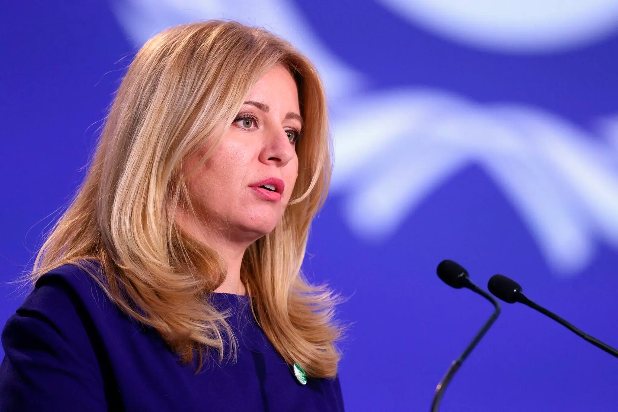Prezidentka SR Zuzana Čaputová počas prejavu na klimatickom summite COP26 v Glasgowe.