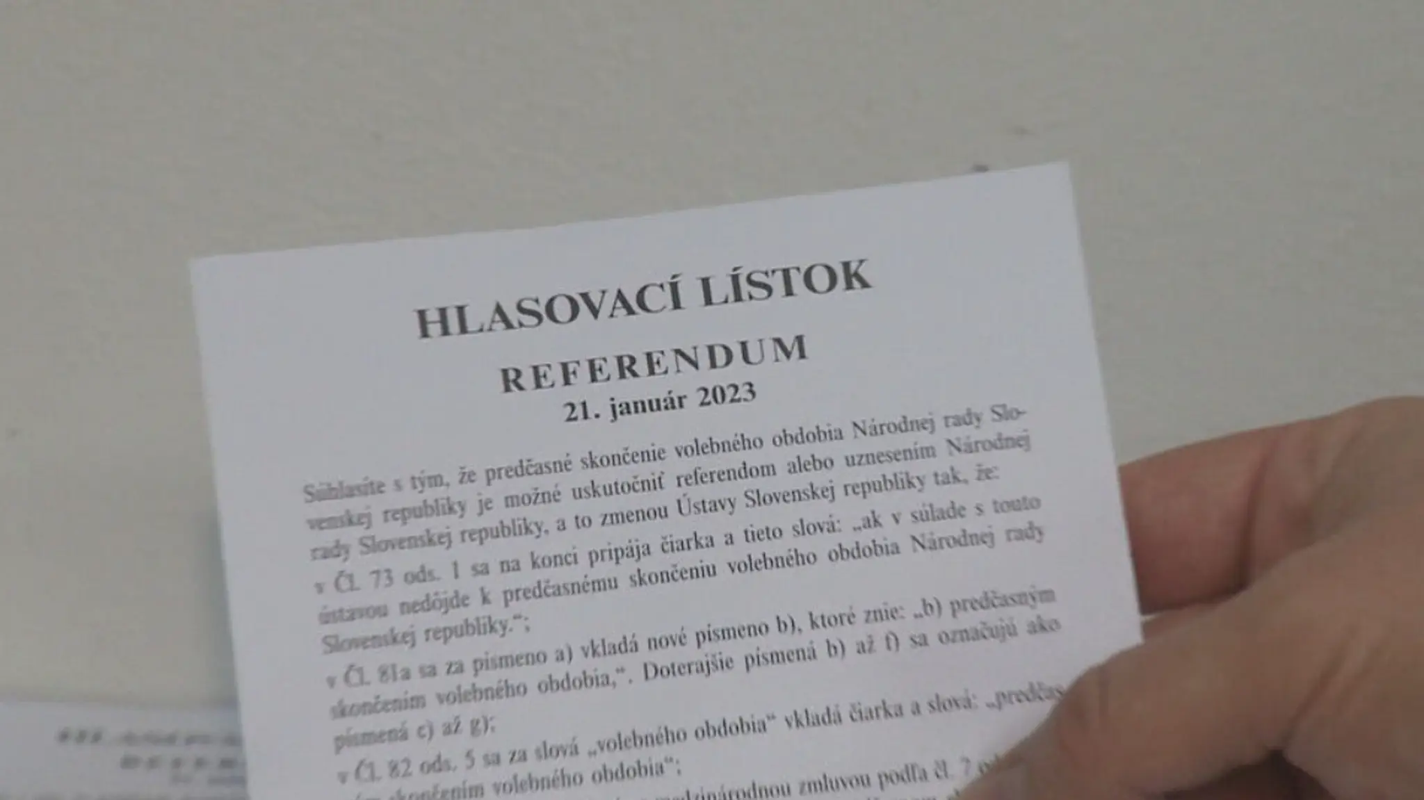 Hlasovací lístok na referendum 2023