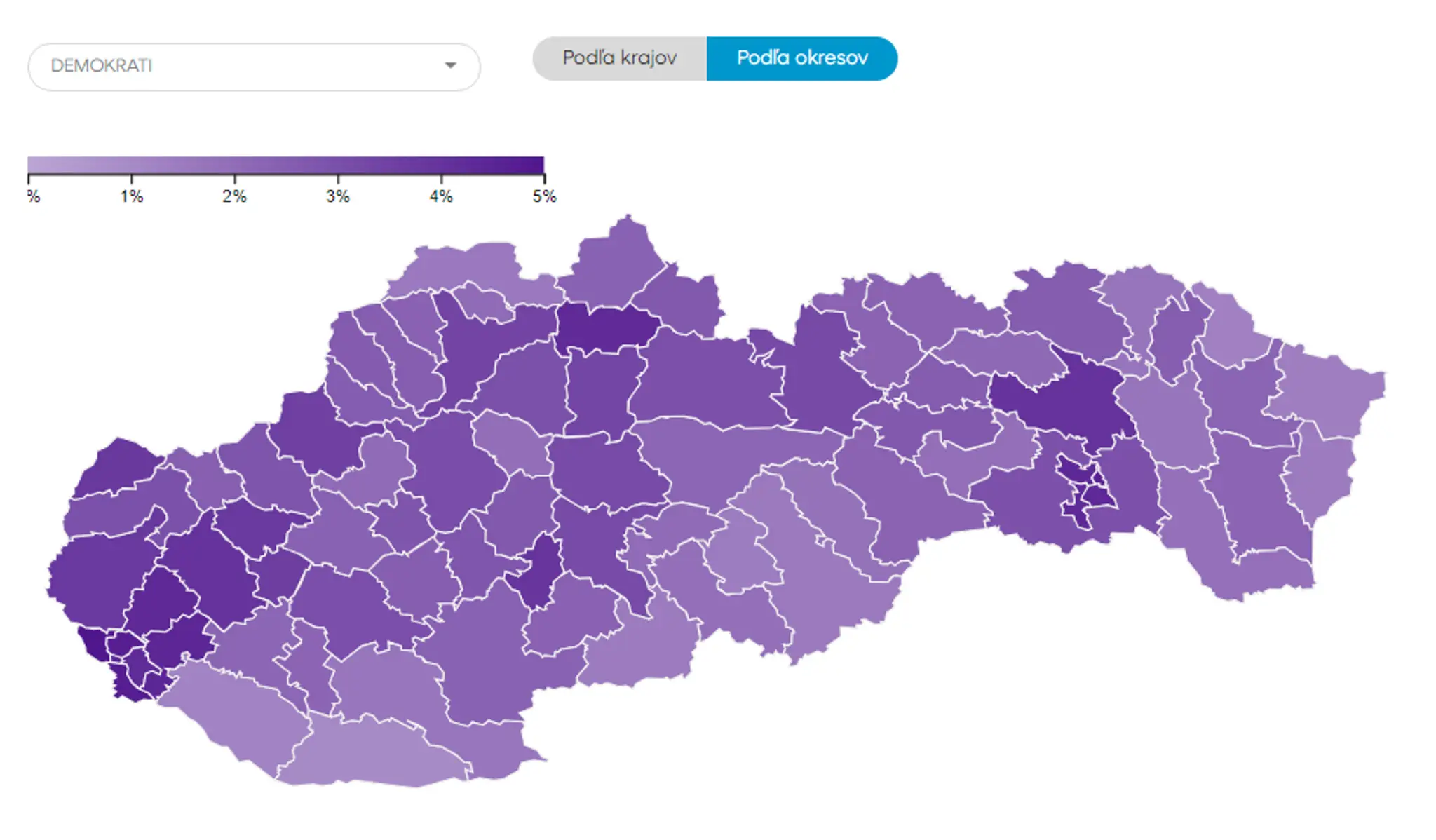 Volebné bašty jednotlivých strán