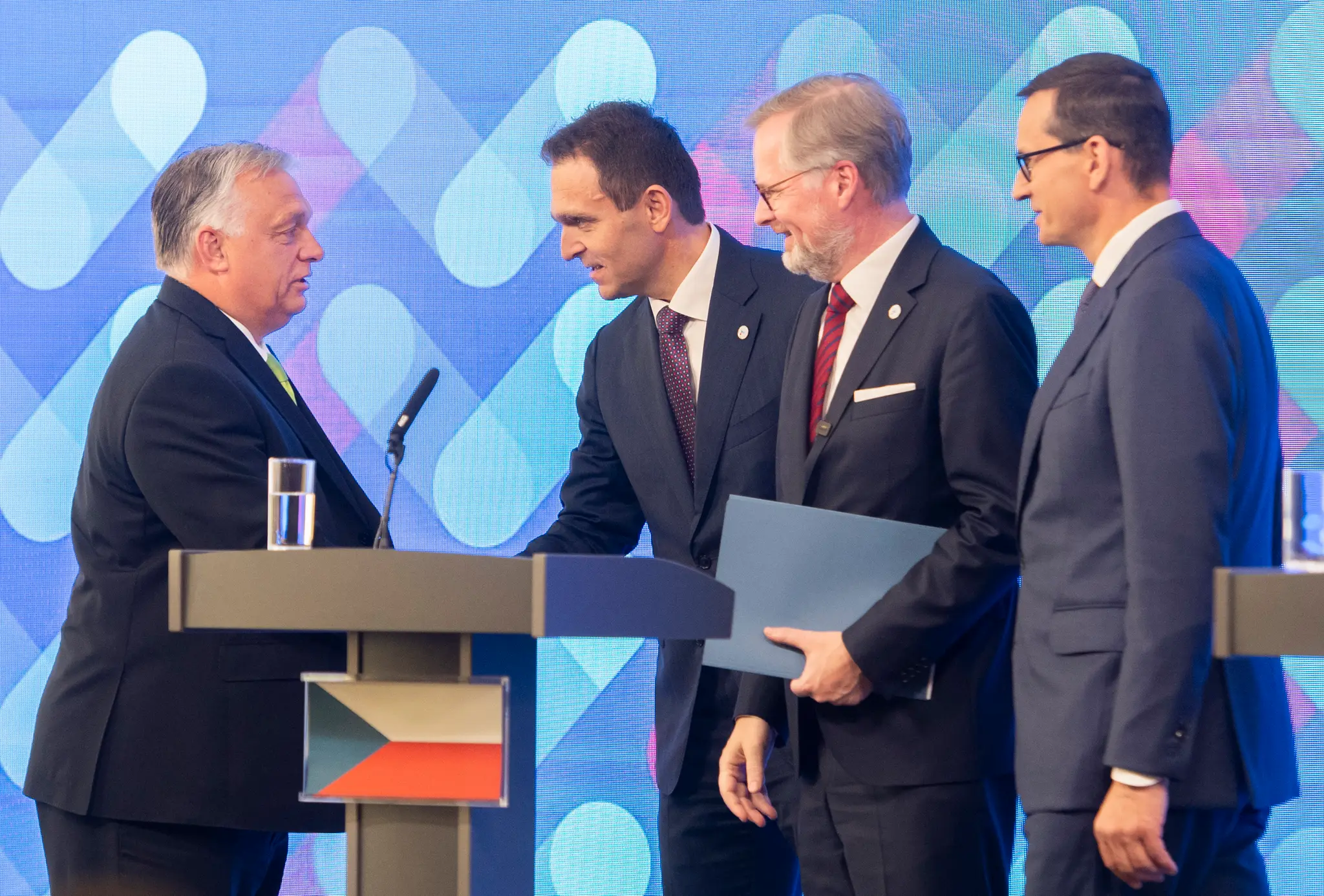 Stretnutie predsedov vlád krajín Vyšehradskej štvorky (V4) v Bratislave 26. júna 2023. Samit premiérov bude zavŕšením ročného predsedníctva Slovenska vo V4