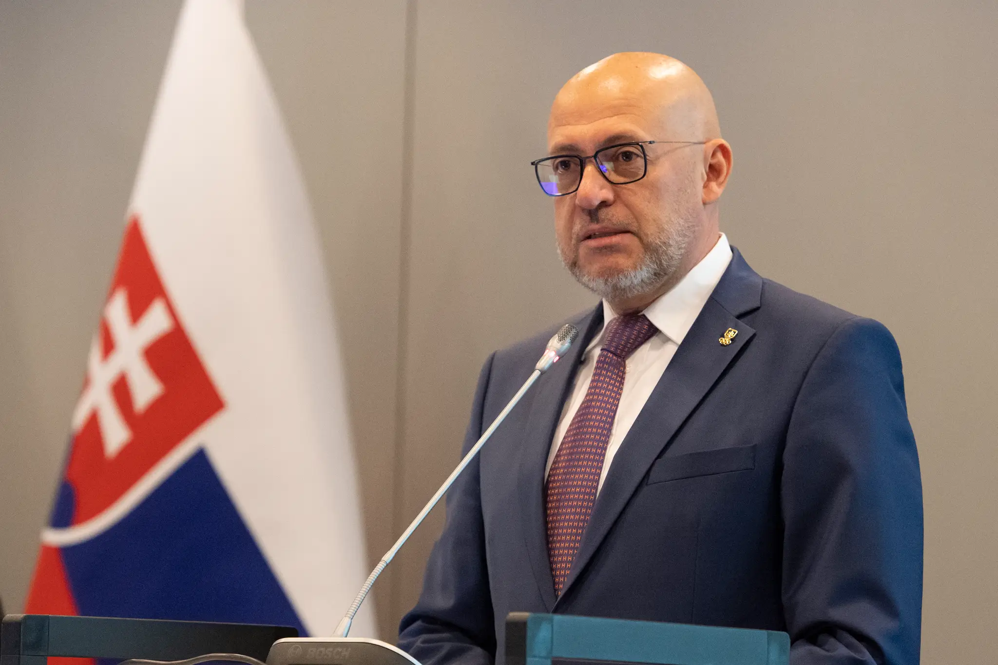 Prezident SOŠV Anton Siekel počas príhovoru na 63. valnom zhromaždení Slovenského olympijského a športového výboru.
