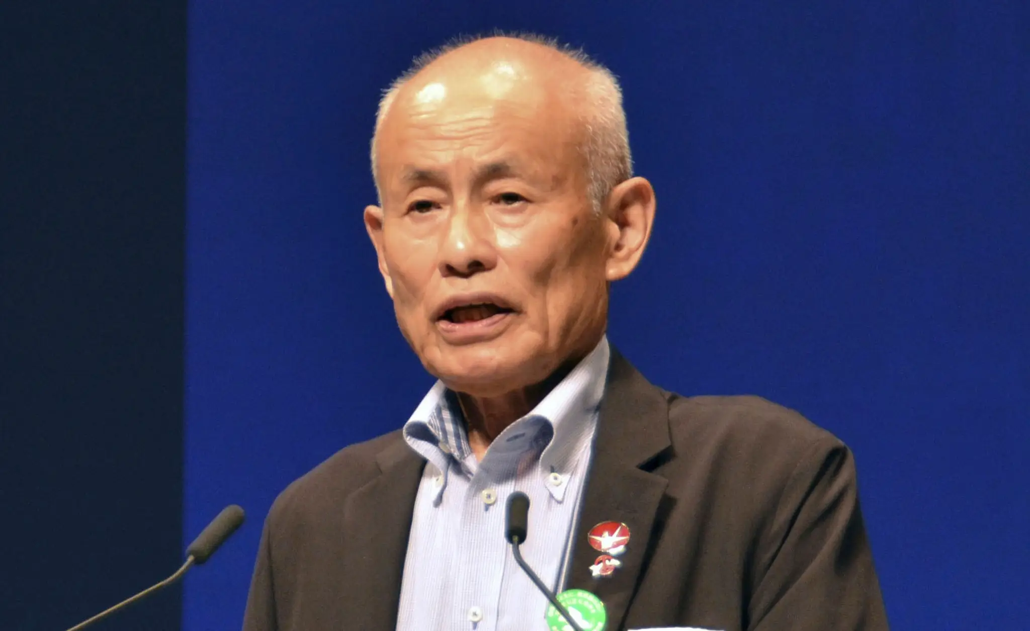 Na archívnej snímke zo 4. augusta 2022 Tošijuki Mimaki, prezident organizácie Nihon Hidankjo.