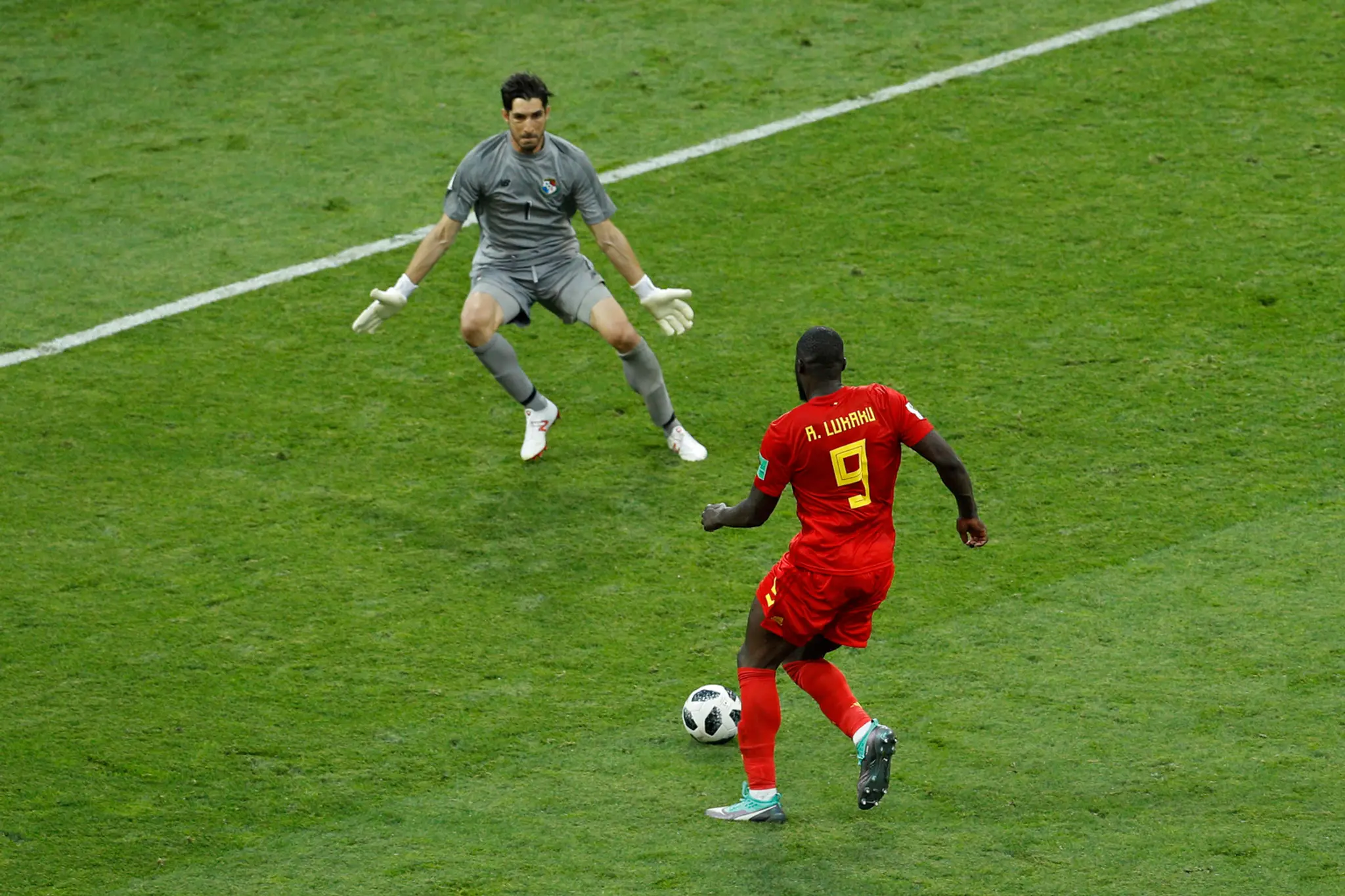 Romelu Lukaku striela svoj druhý gól proti Paname.