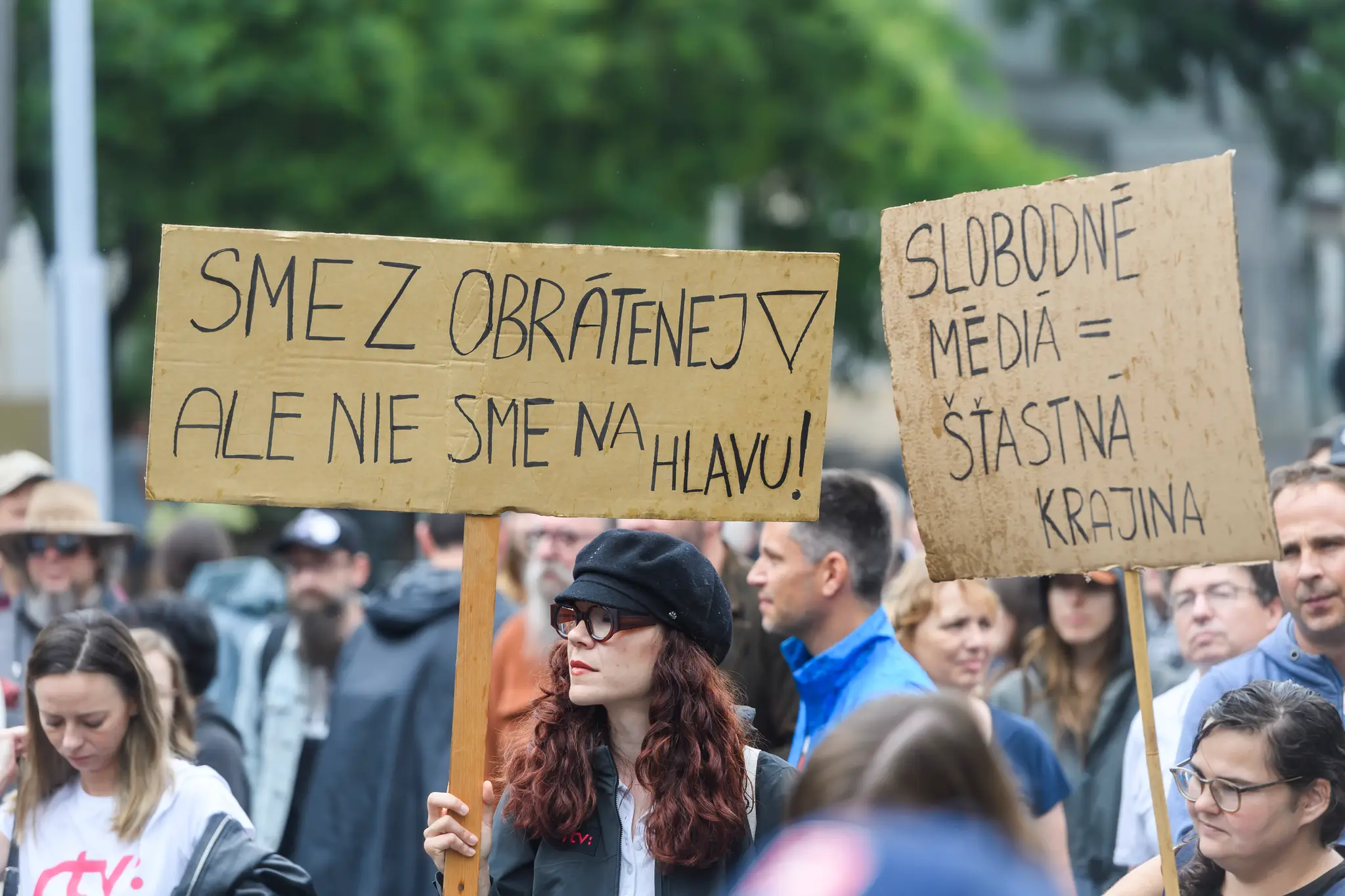 Prvý výstražný štrajk zamestnancov a spolupracovníkov RTVS v Bratislave.