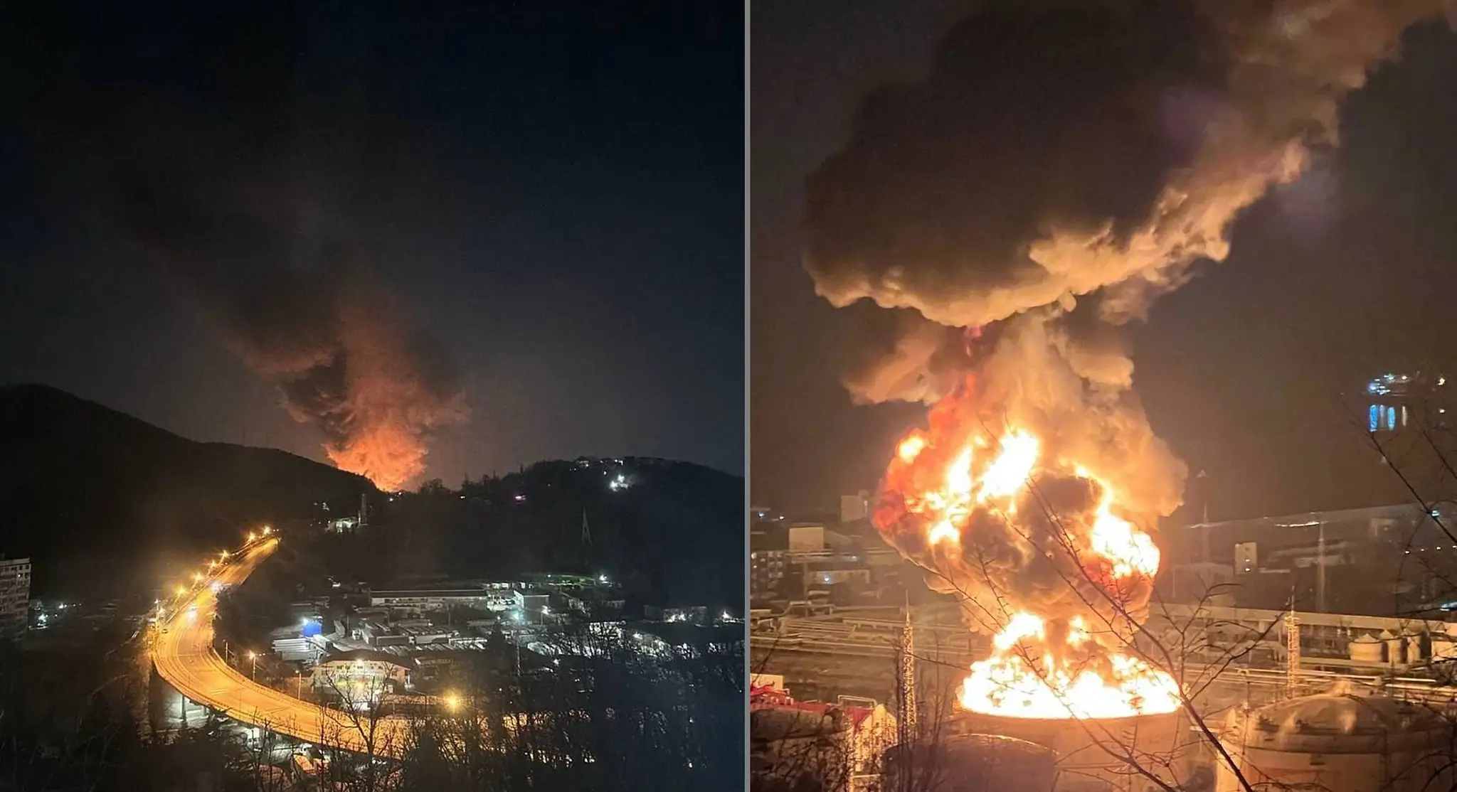 Požiar v rafinérii v Tuapse.