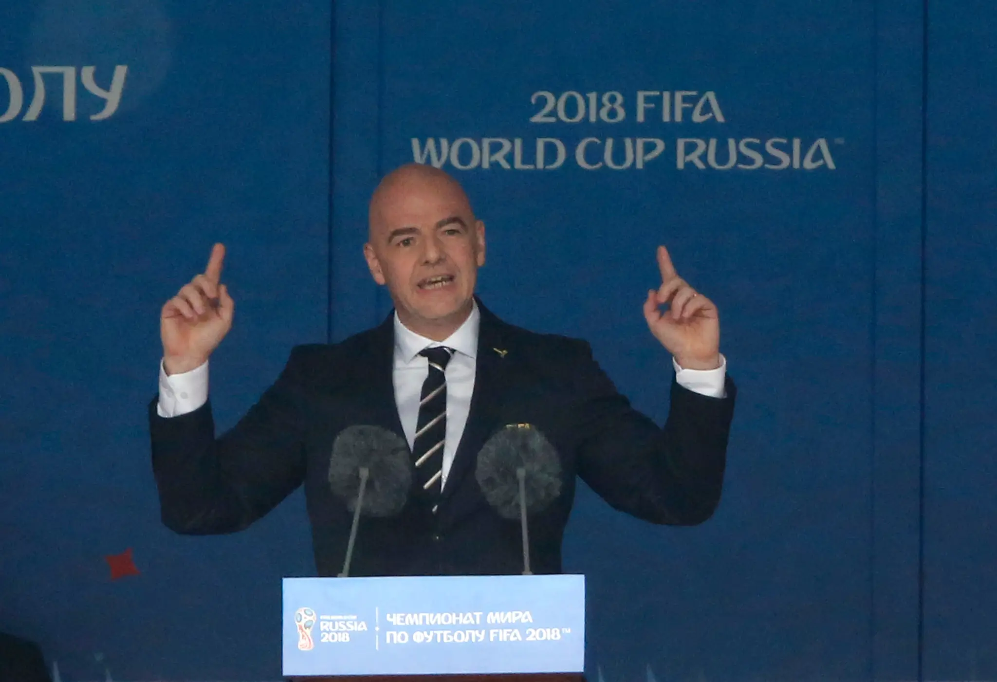Prezident FIFA Gianni Infantino počas otváracieho ceremoniálu MS 2018.