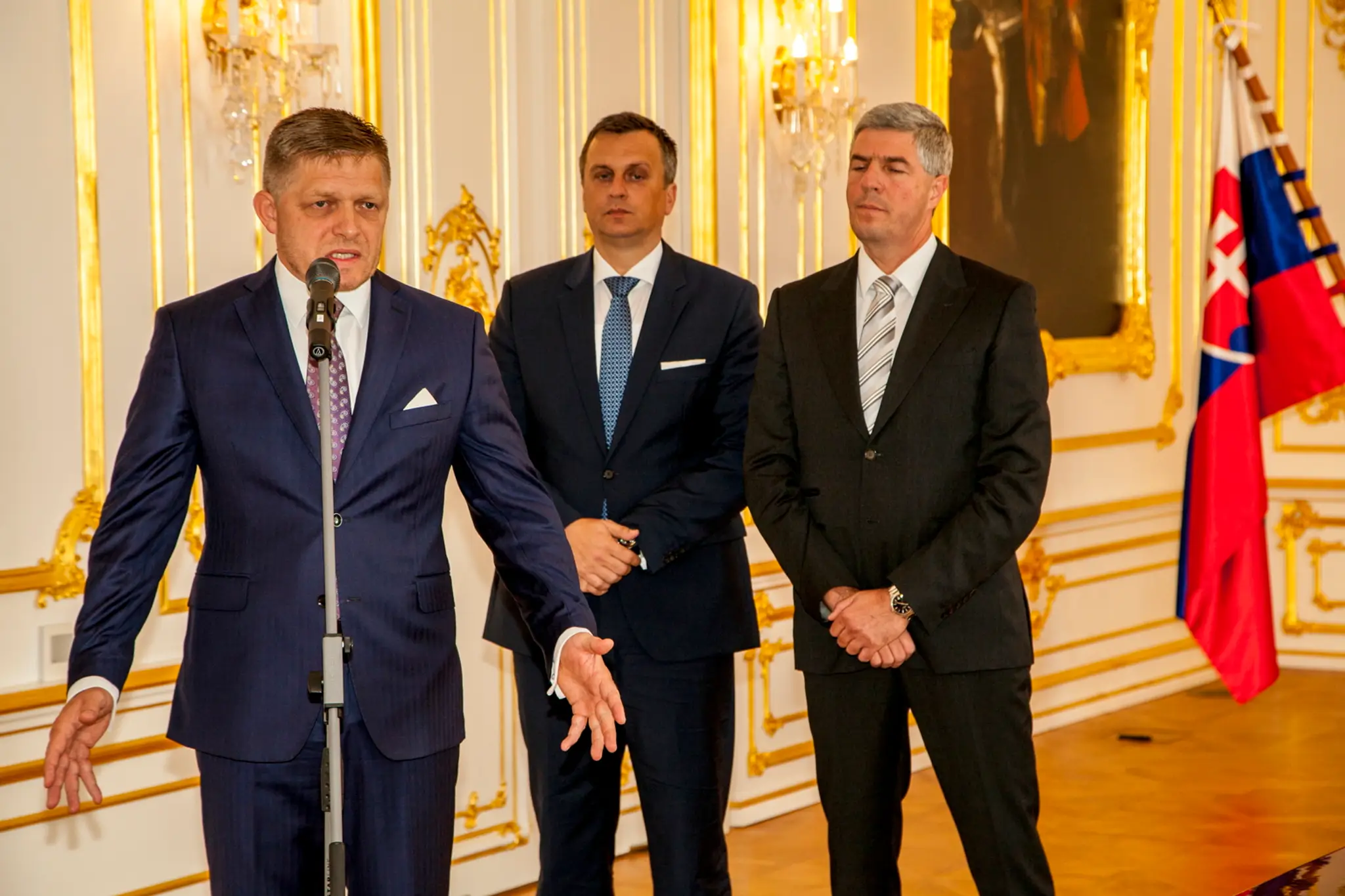 Robert Fico reční po podpise novej Koaličnej dohody na Bratislavskom hrade. 