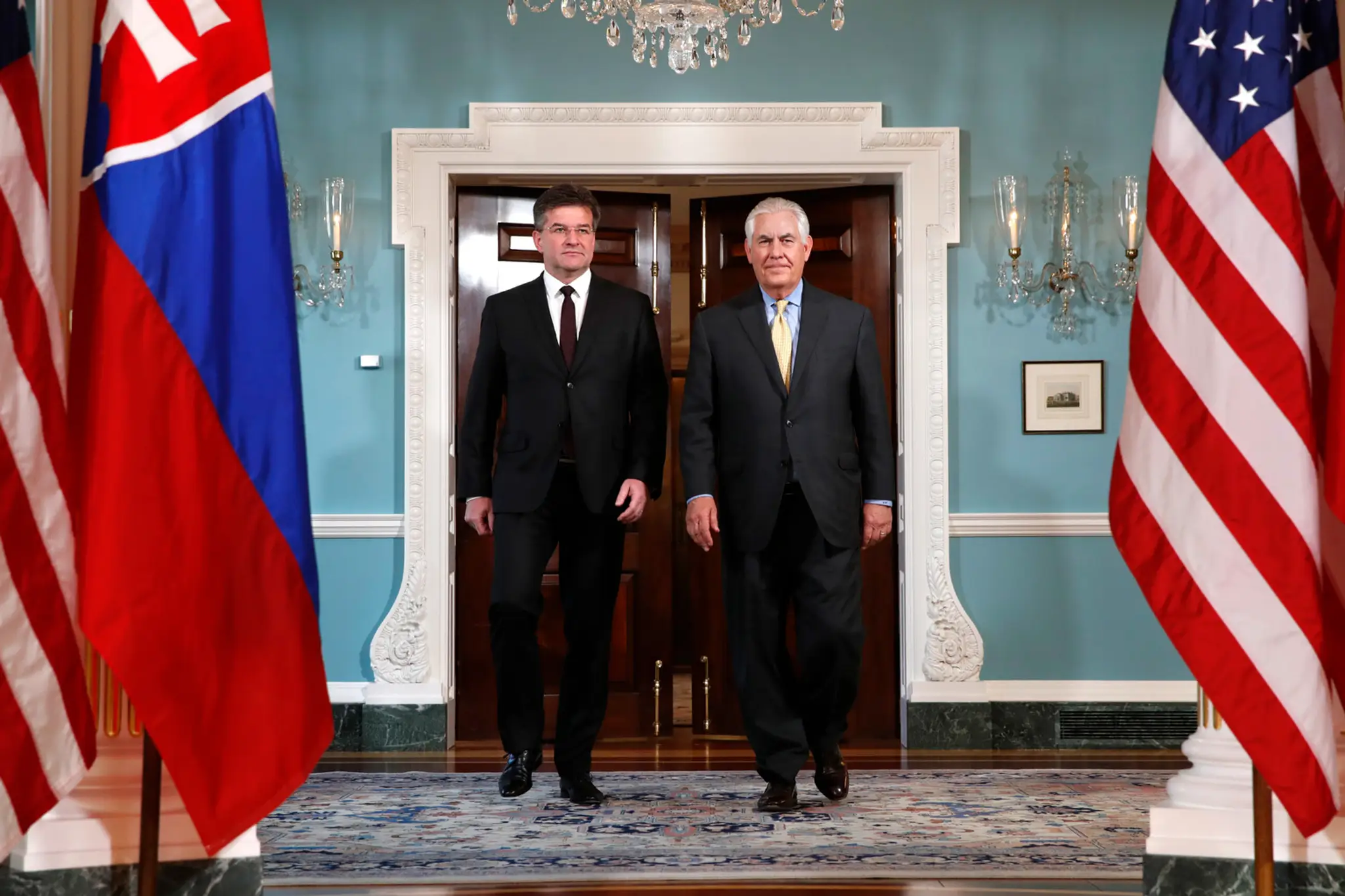 Americký minister zahraničných vecí Rex Tillerson s Miroslavom Lajčákom
