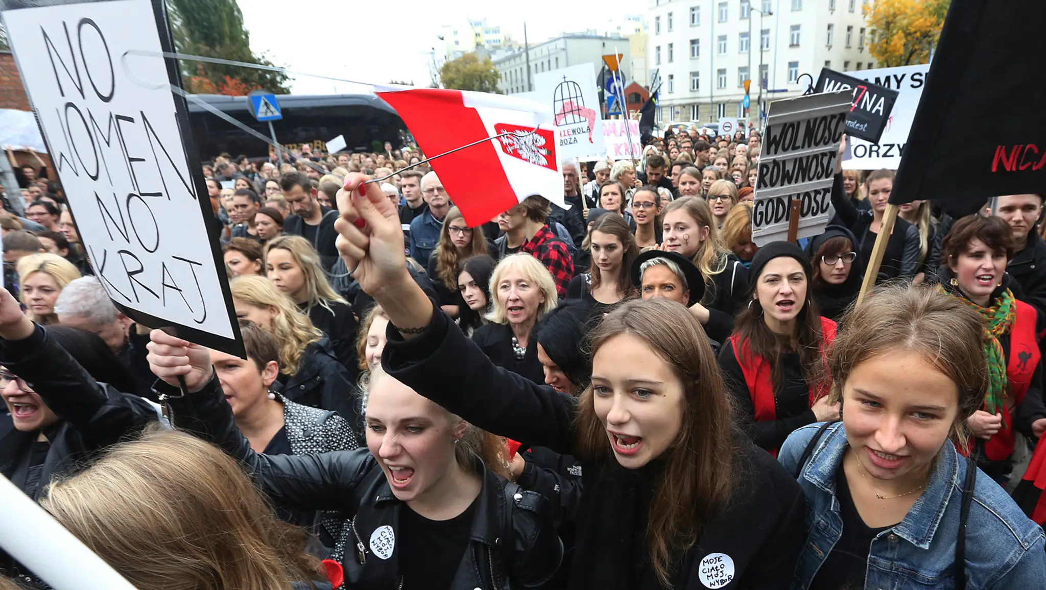 Protestujúce poľské ženy.