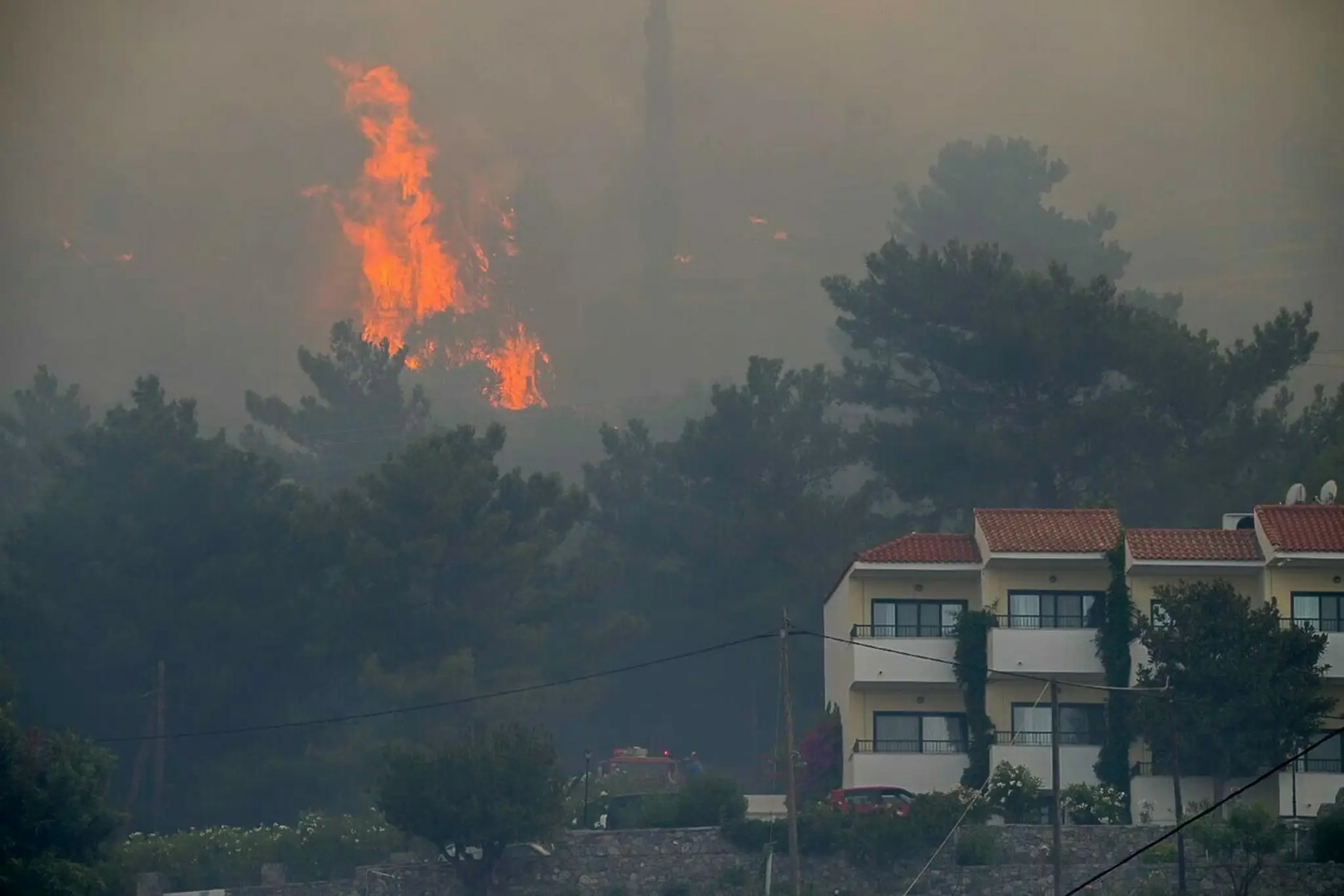 Požiar na gréckom ostrove Samos