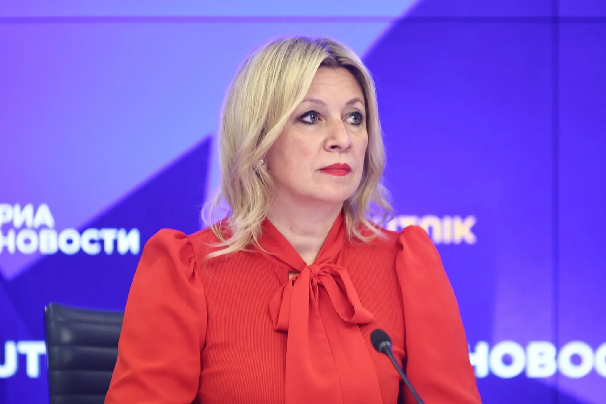 Hovorkyňa ruského ministerstva zahraničných vecí Maria Zacharovová. 