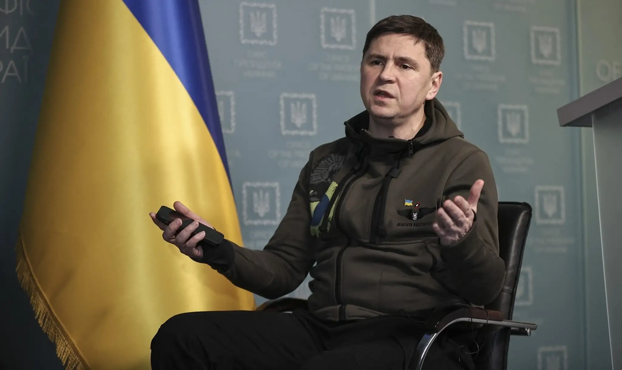 Na archívnej snímke z apríla 2022 poradca ukrajinského prezidenta Volodymyra Zelenského Mychajlo Podoľak.